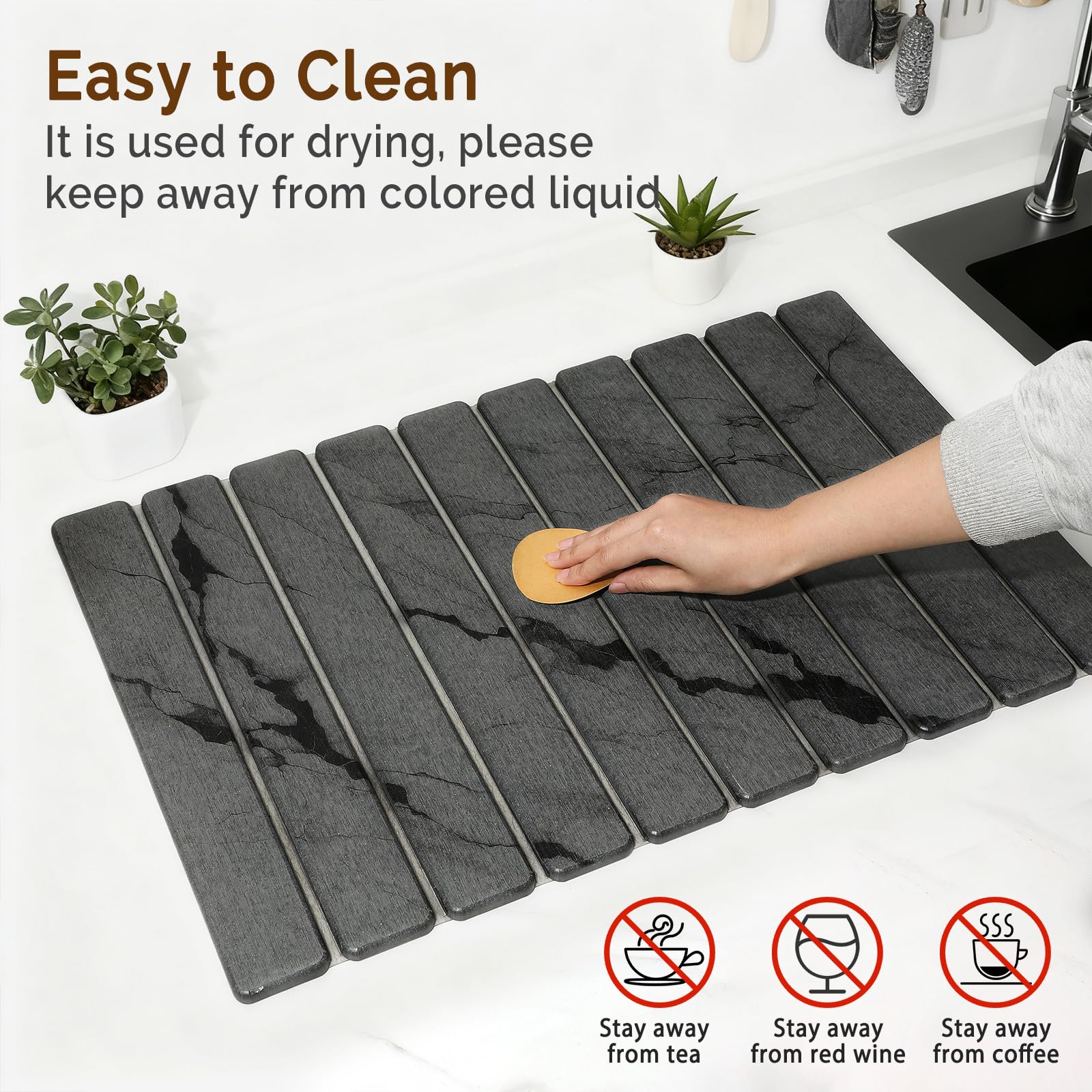 Large Stone Dish Drying Mat for Kitchen Counter