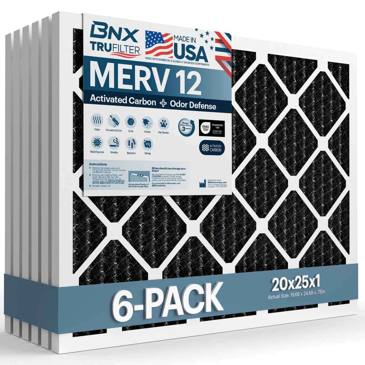 TruFilter 20x25x1 MERV 12 Odor Defense (6 Count)