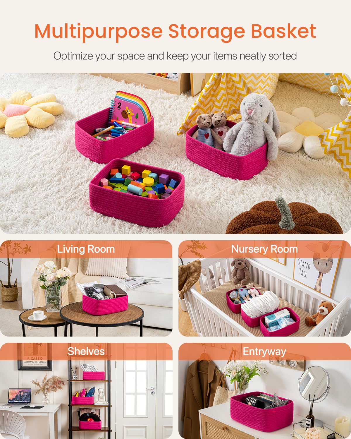 Small Woven Storage Basket for Organizing (3 Count)