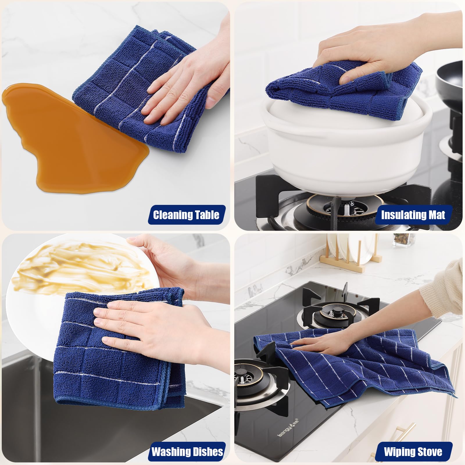 Microfiber Kitchen Towels and Dishcloths Sets (16 Count)