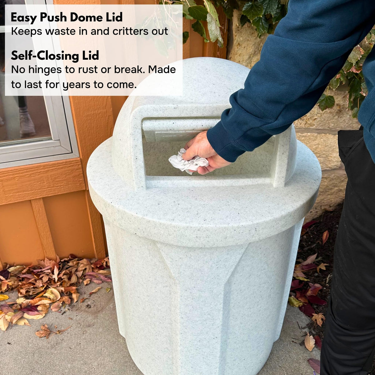Campus Collection 42 Gallon Plastic Commercial Garbage Can with Push Lid