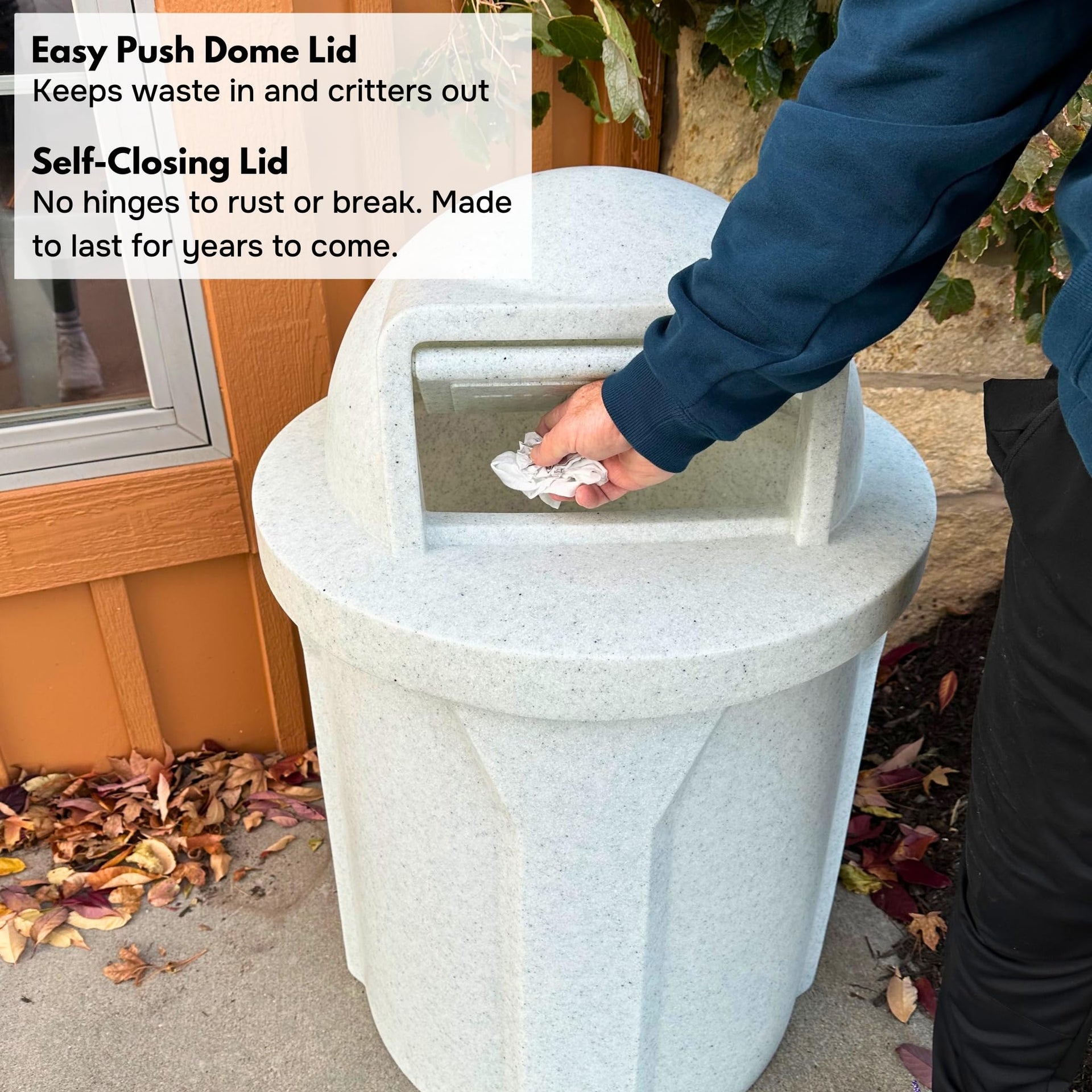 Campus Collection 42 Gallon Plastic Commercial Garbage Can with Push Lid