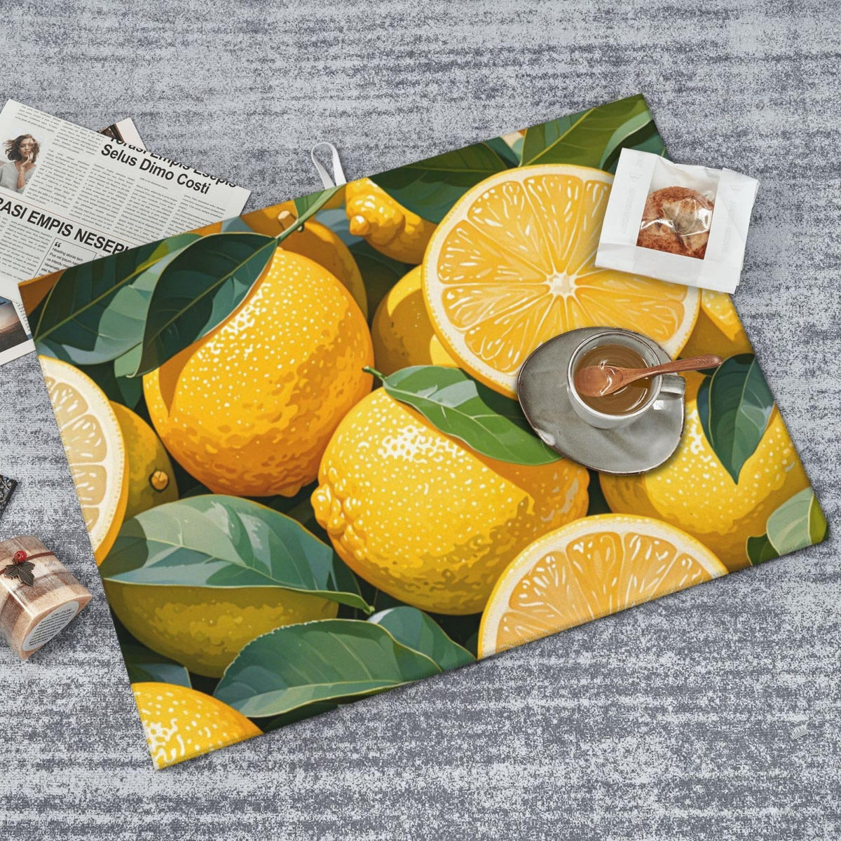 lemon Dish Drying Mat Highly Absorbent Double