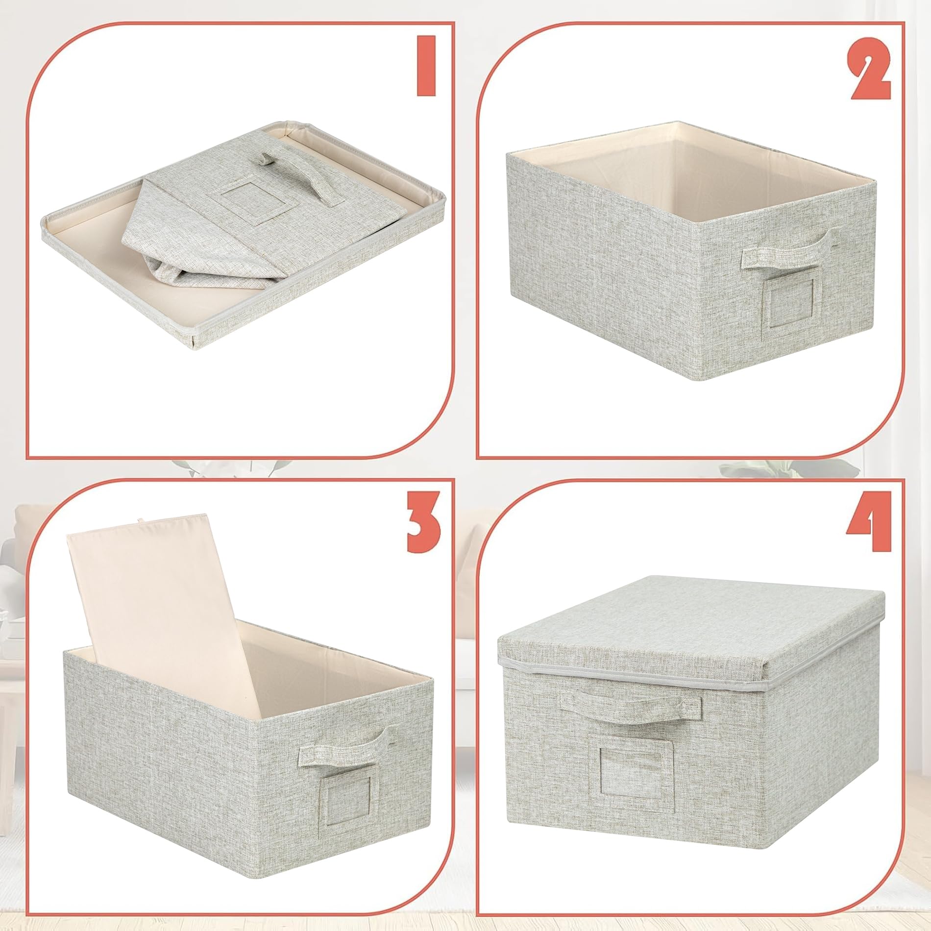 Storage Bins With Lids Closet Organizer Cabinet Box For Clothes (2 Count)