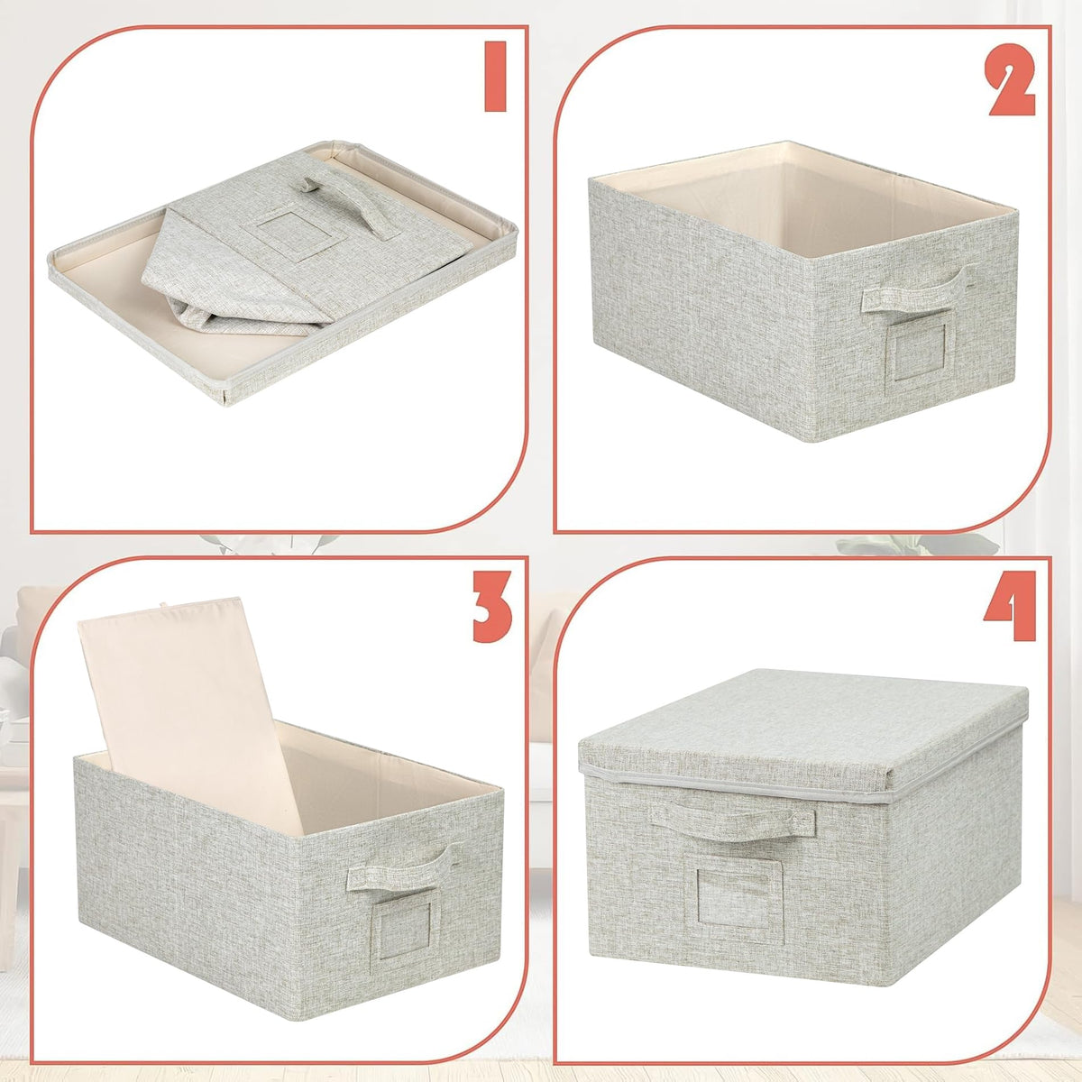 Storage Bins With Lids Closet Organizer Cabinet Box For Clothes (2 Count)