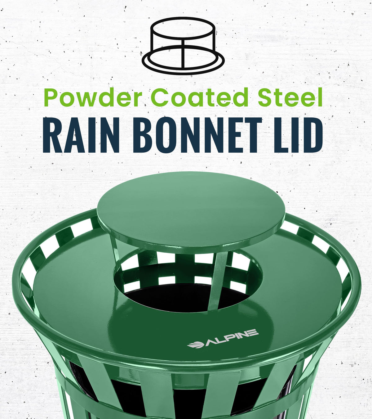 Industries Outdoor Metal Waste Receptacle Rain Bonnet Lid