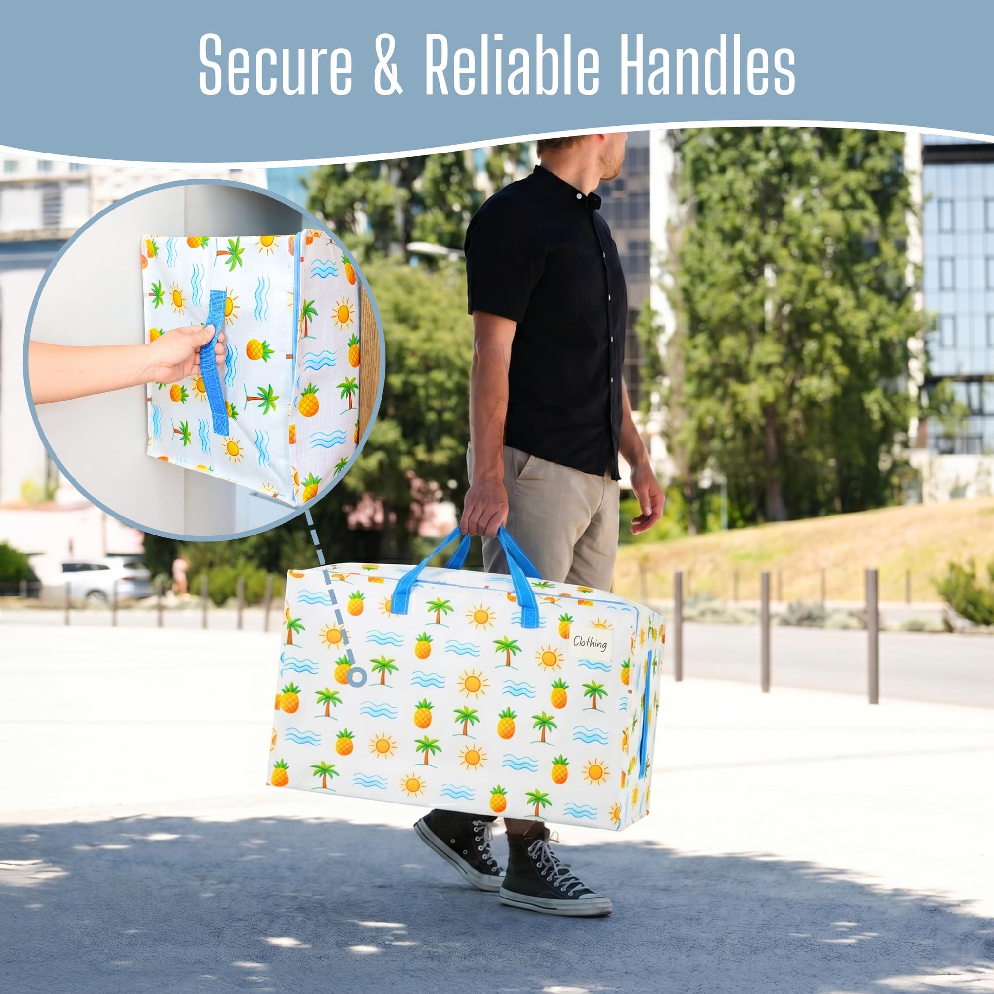 6 Pack Extra Large Heavy Duty Moving Bags with Wide Opening & Reinforced Handles (6 Count)