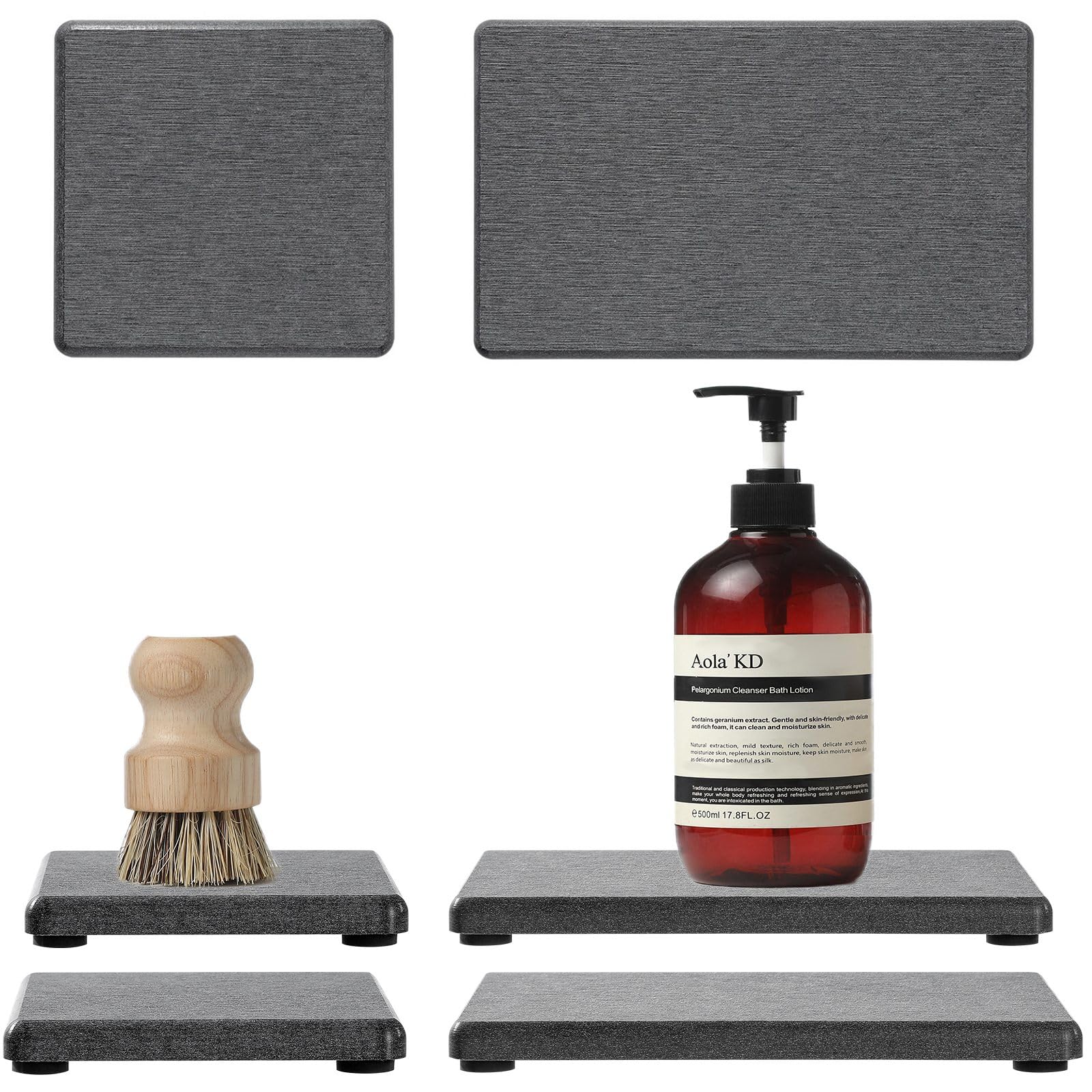 4PCS Water Absorbing Sponge Holder Diatomite Stone Sink Tray Mat (4 Count)