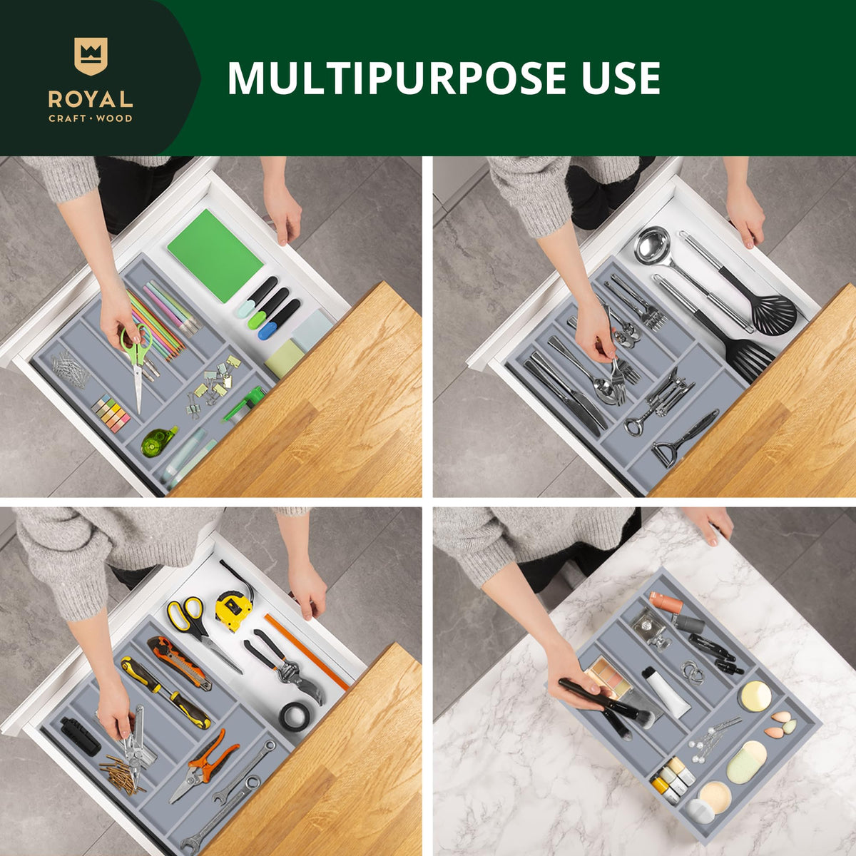 Luxury Bamboo Kitchen Drawer Organizer