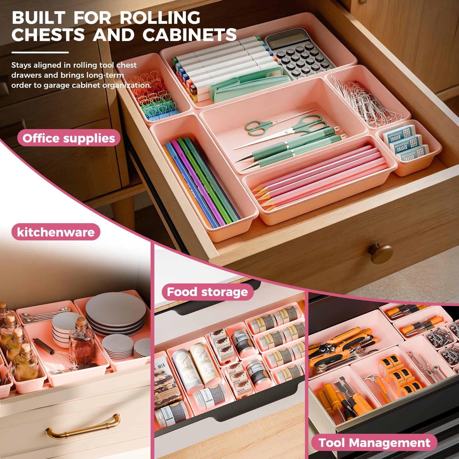 48PCS & 5 Sizes ] Tool Box Organizer Tray (48 Count)