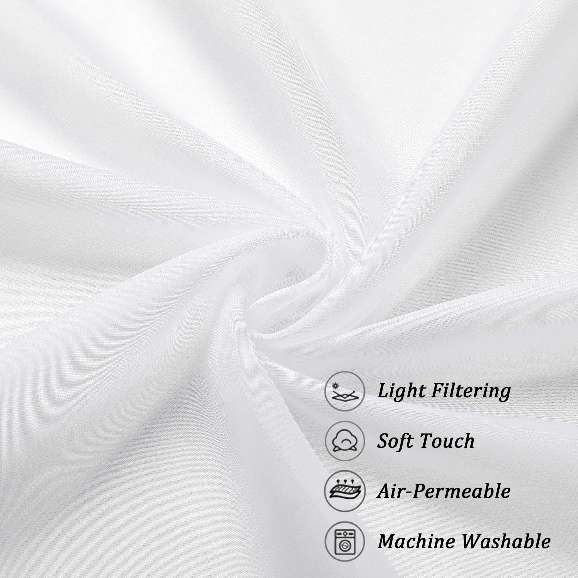 Sheer White Curtains 24 Inch Length Set