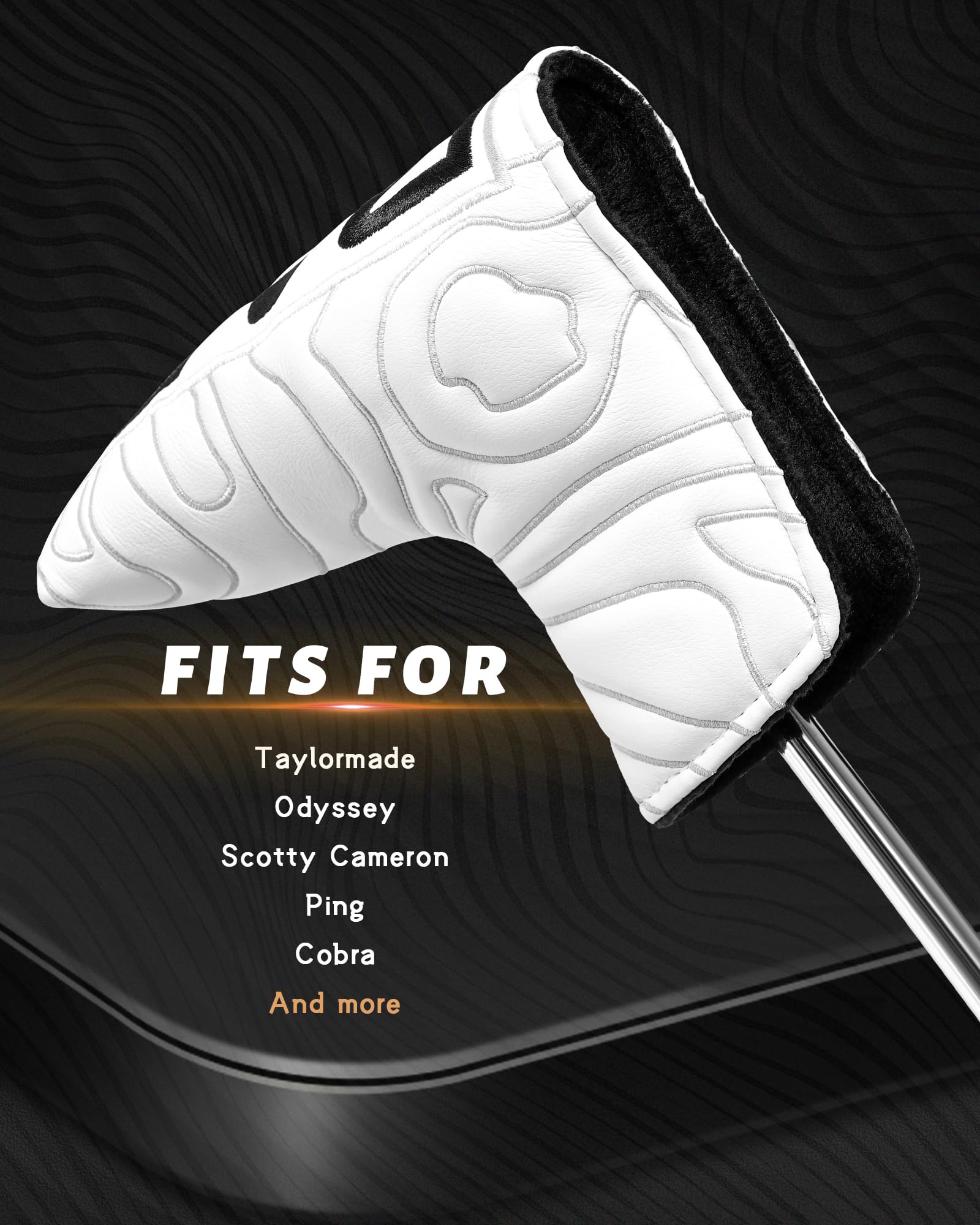 Golf Blade Putter Cover Headcover Club Protector Par Putter Head Covers Magnetic Bar Closure for Scotty Cameron Taylormade Odyssey White Color