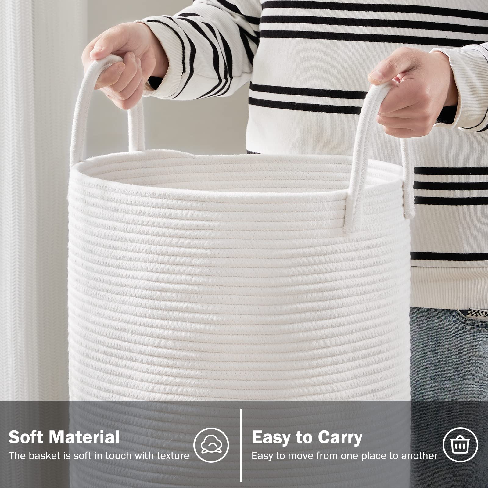 Woven Rope Laundry Hamper Basket by YOUDENOVA (2434.6096 Fl Oz) - ModHome Supplies