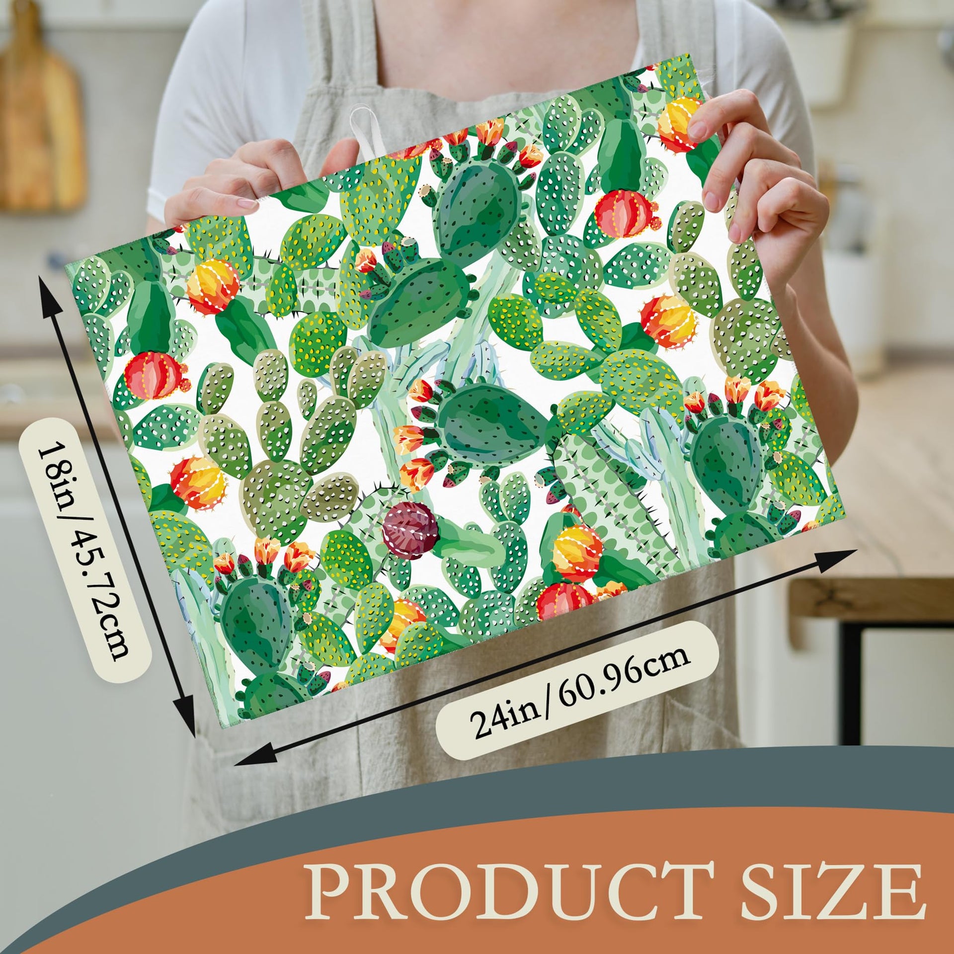 Green Cactus Dish Drying Mat