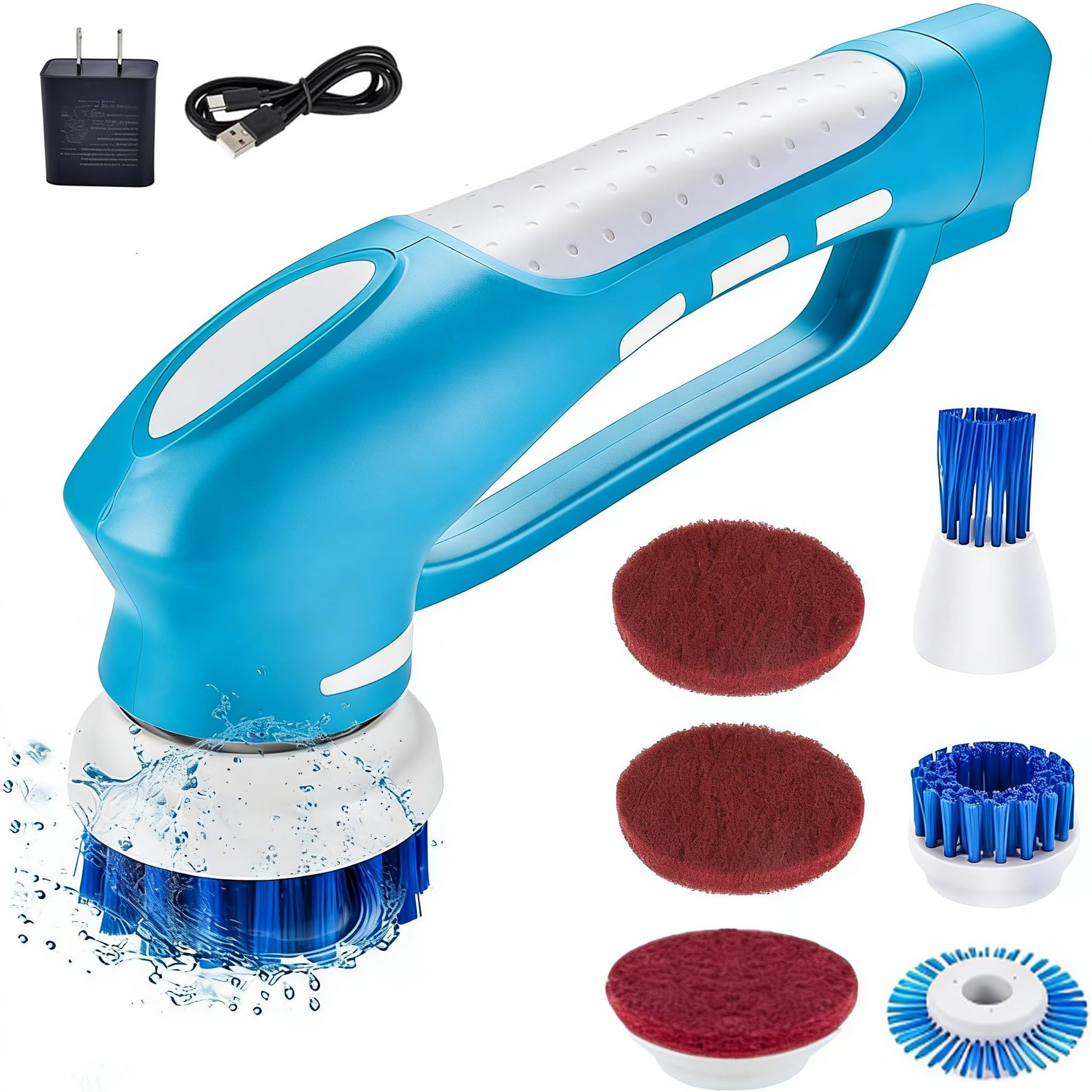 Cordless Electric Spin Scrubber with 6 Brush Heads & 2 Rechargeable Batteries