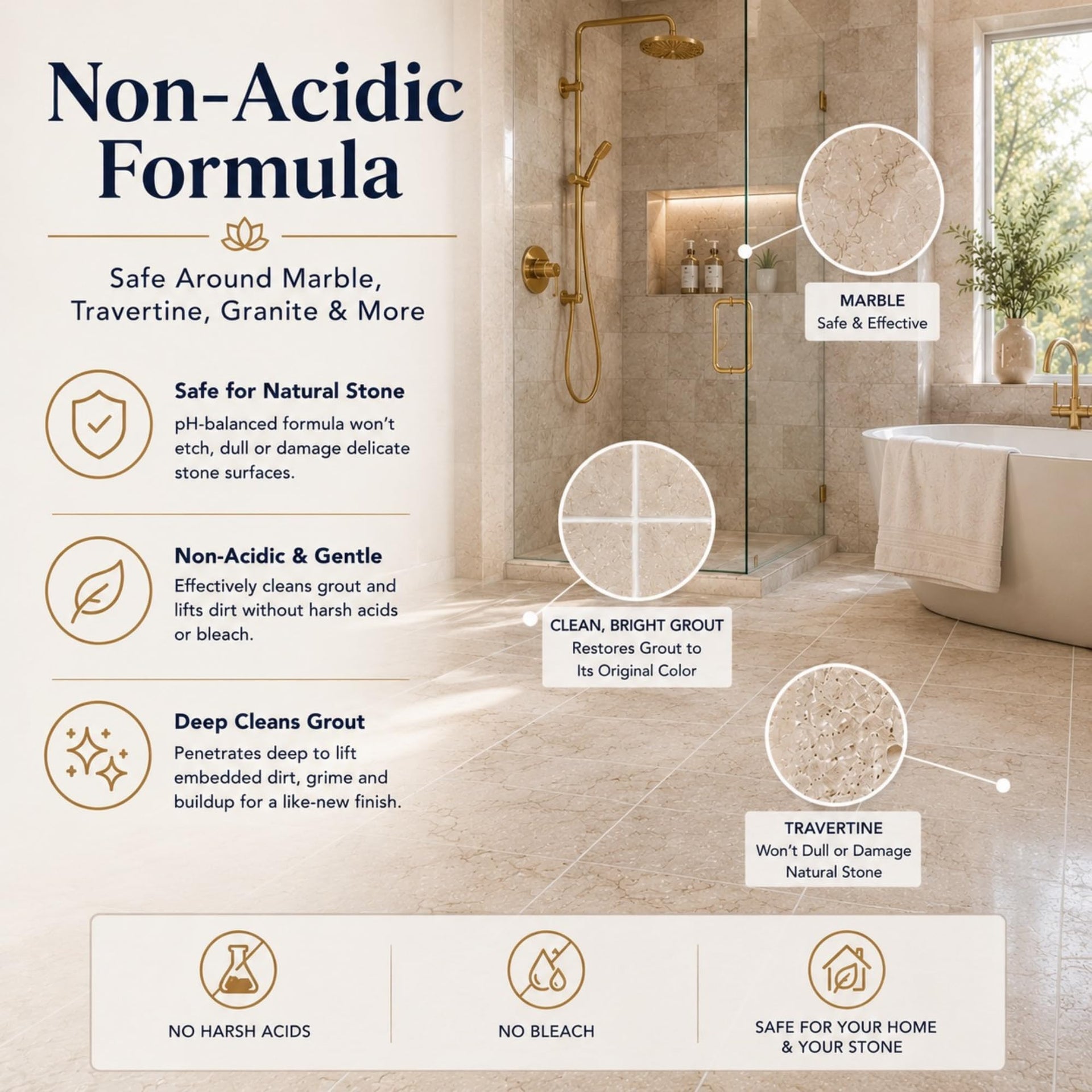 Natural Stone Grout Cleaner for tile floors (128 Fl Oz)