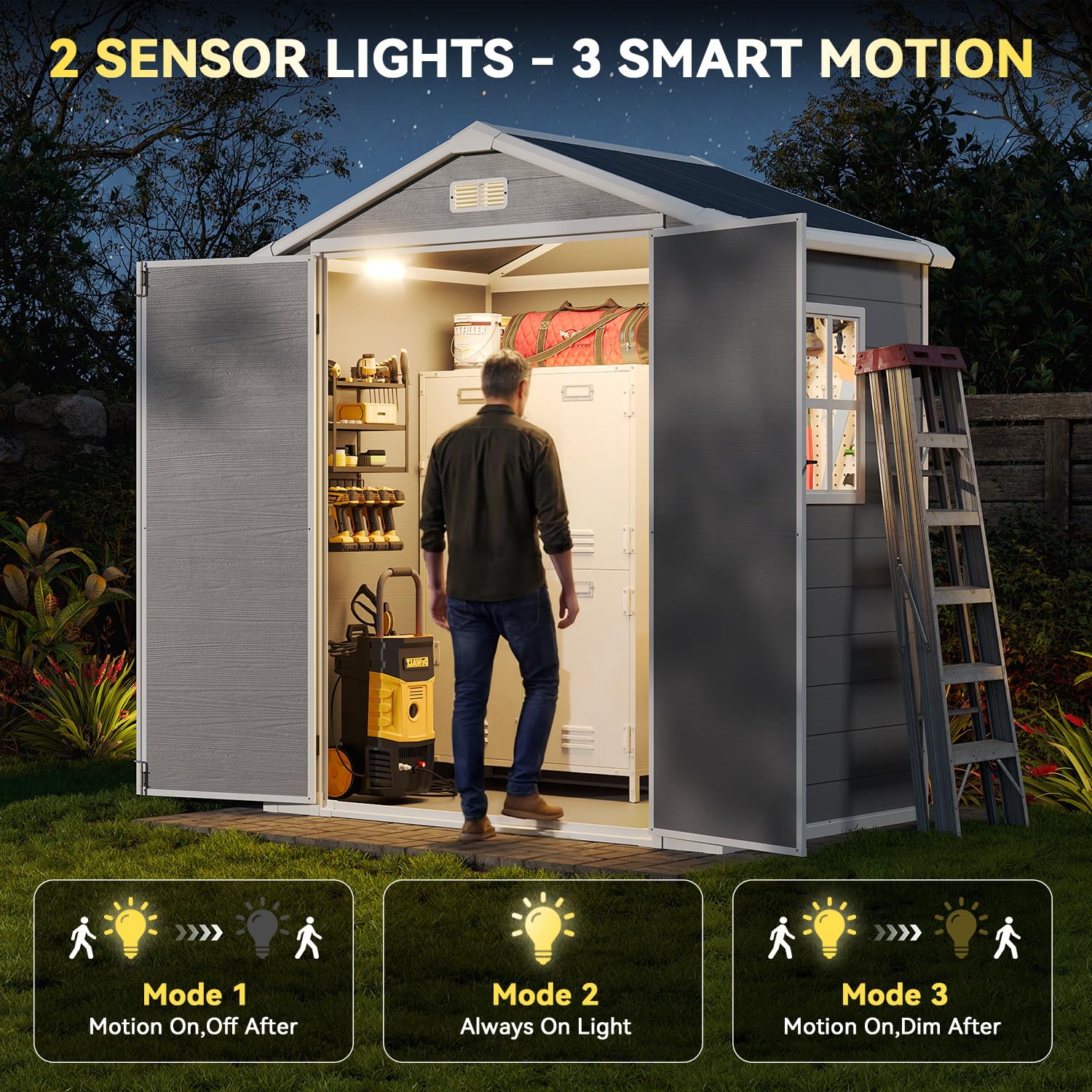 6x4 FT Outdoor Storage Shed with Built