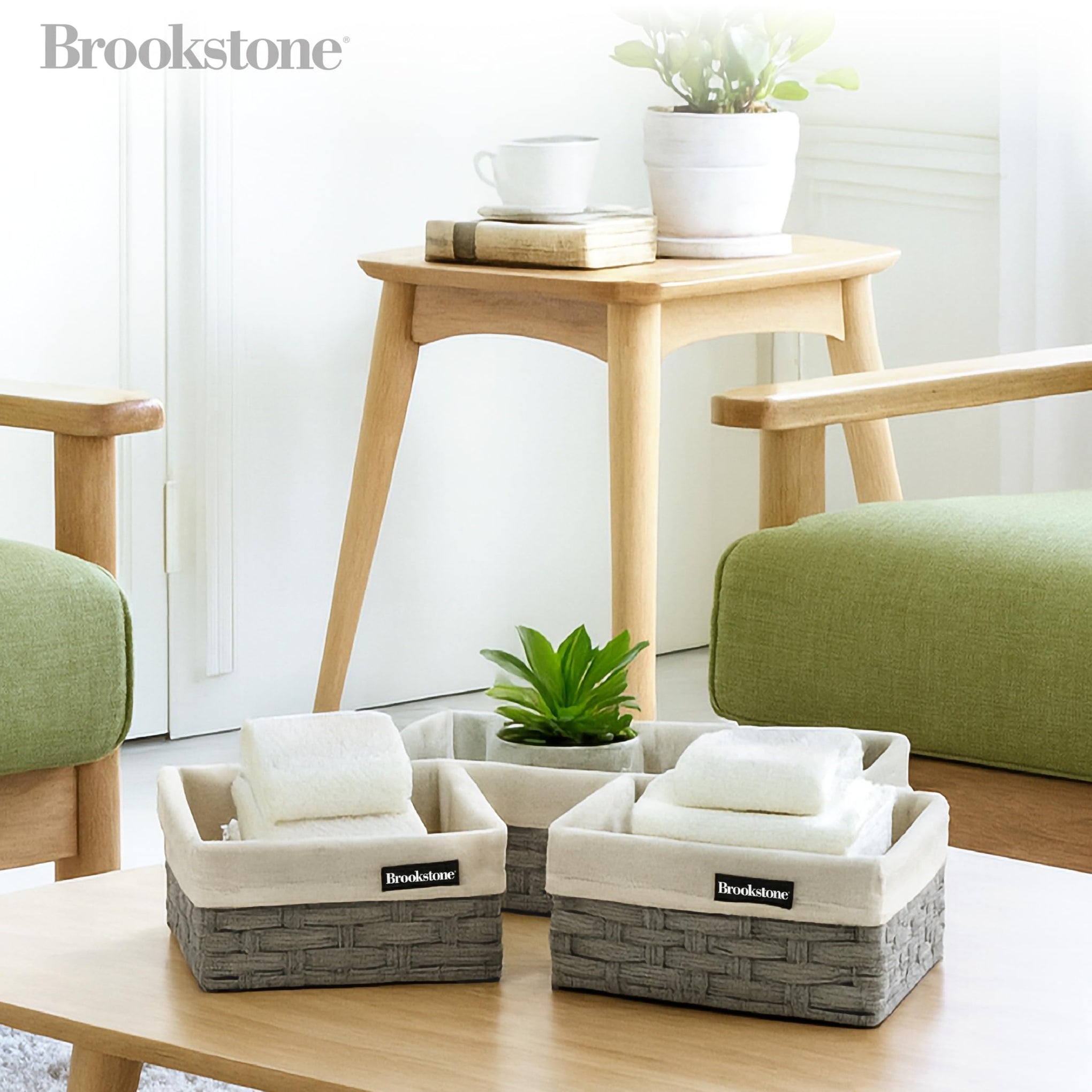 Wicker Shelf Storage Basket Decorative Shelf Bin (3 Count)