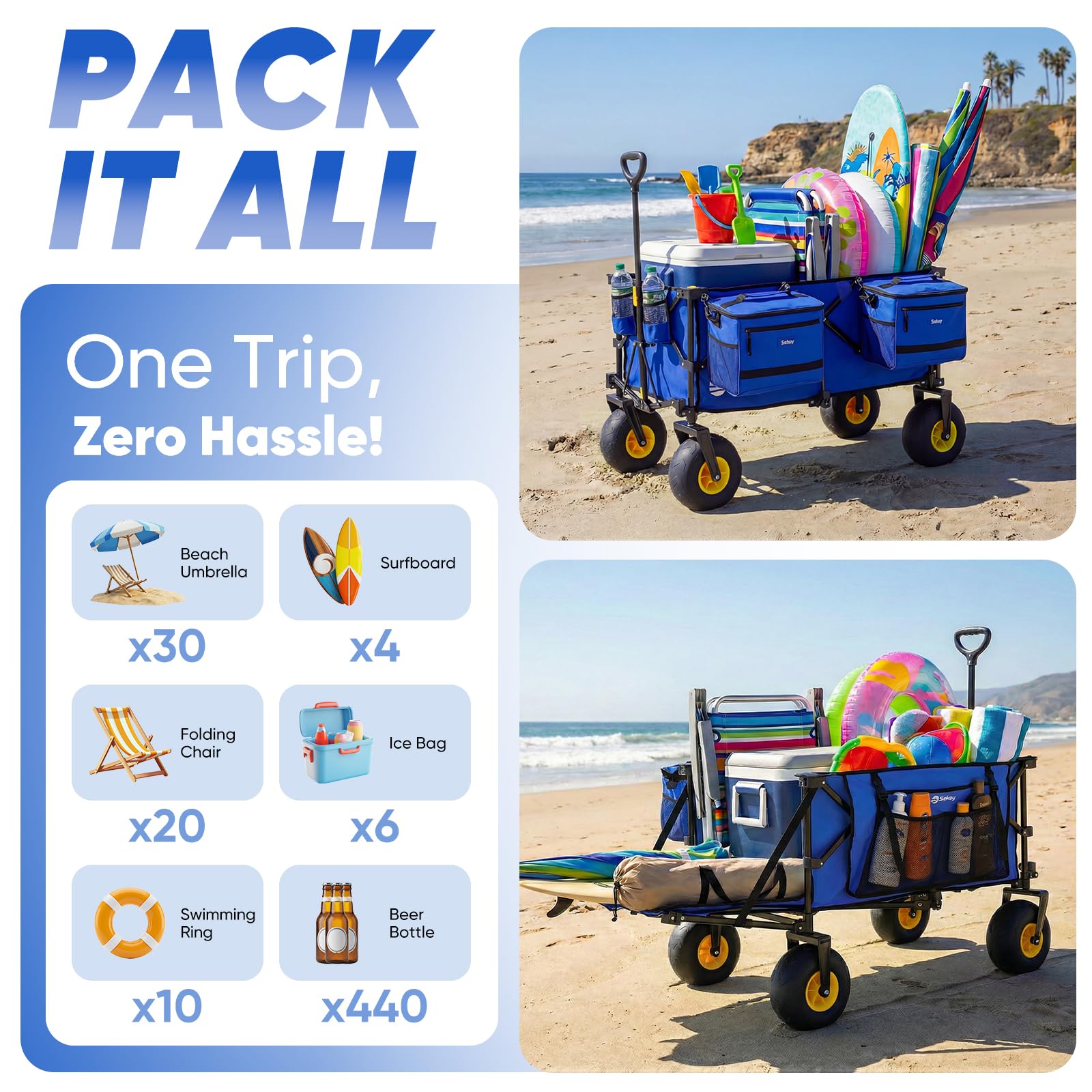 Heavy Duty Beach Wagon with 9" Big Sand