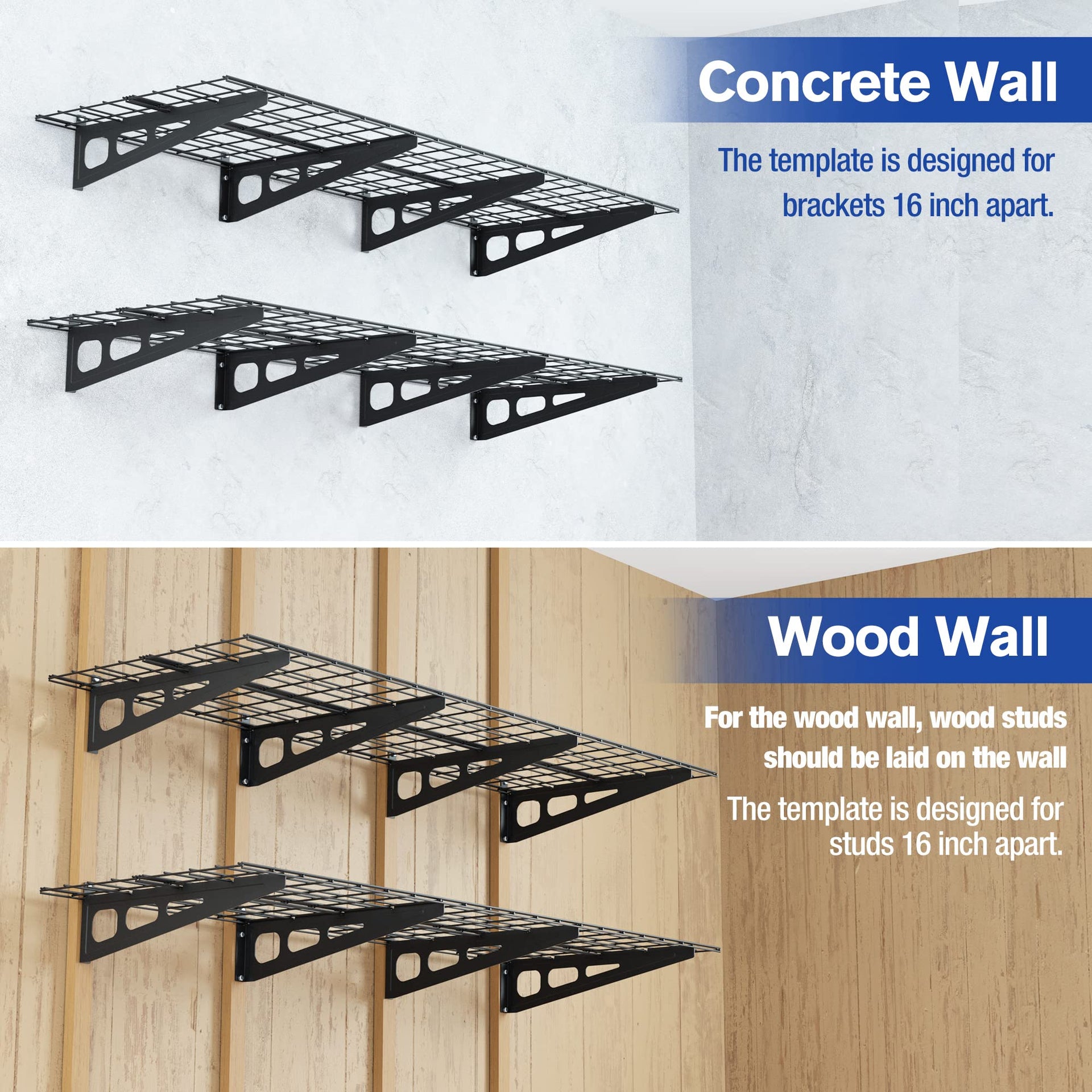 2 Pack 2x6FT Garage Wall Shelving