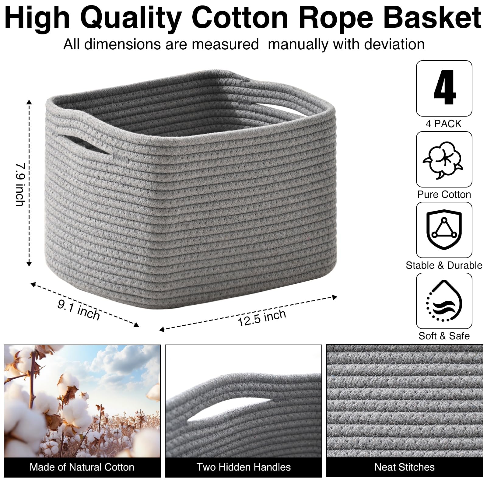 Small Storage Baskets for Shelves Organizing (4 Count)