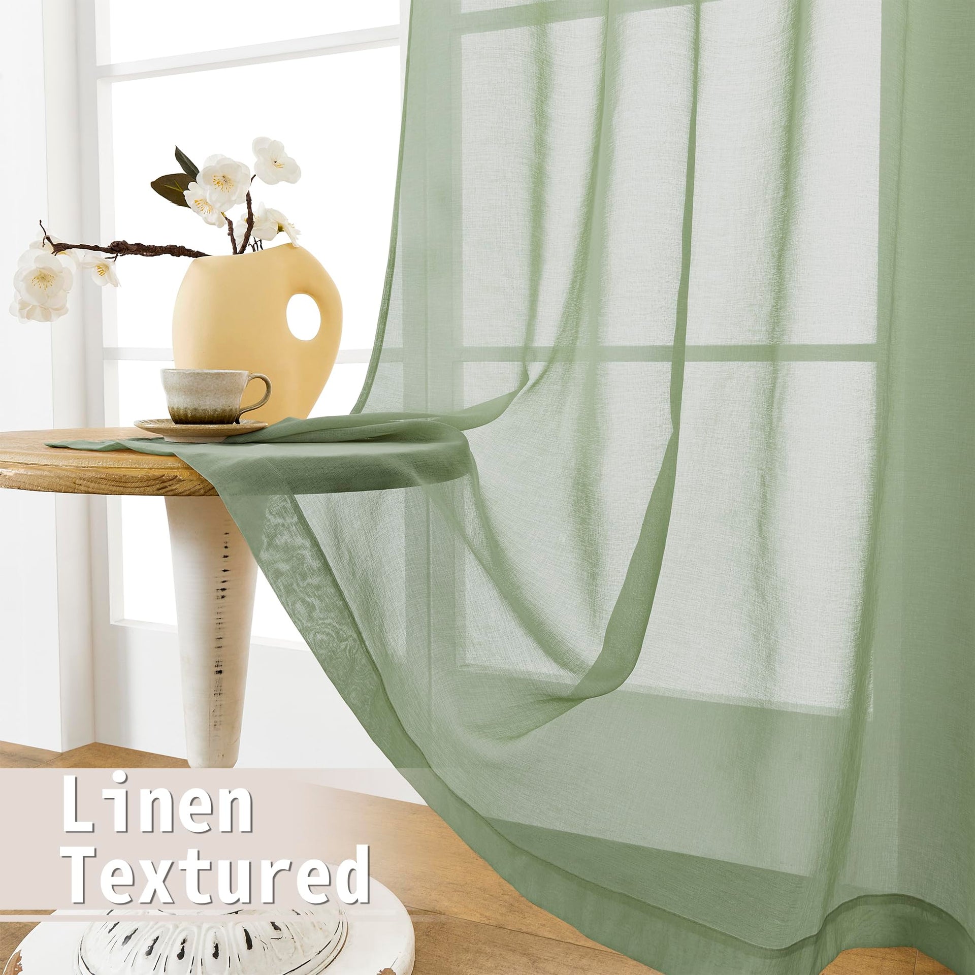 Small Sheer Door Curtain Closet Linen Textured Curtain Sheers Doorway Light Filtering Voile French Door Rod Pocket Curtains Patio Glass Doors