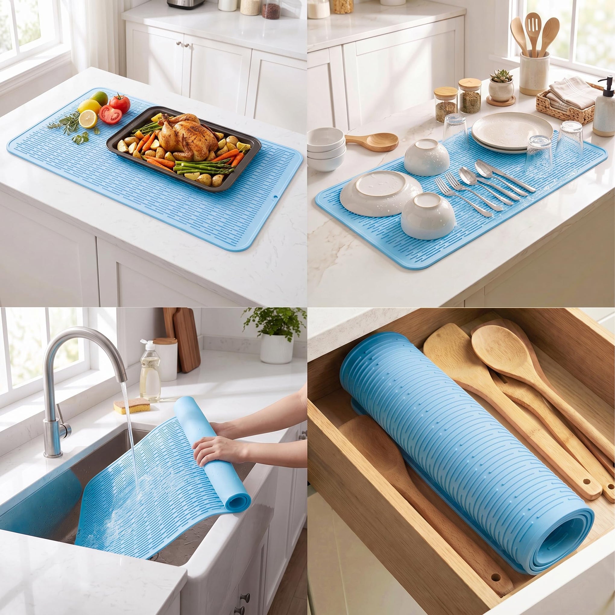 Silicone Dish Drying Mat for Multiple Usage