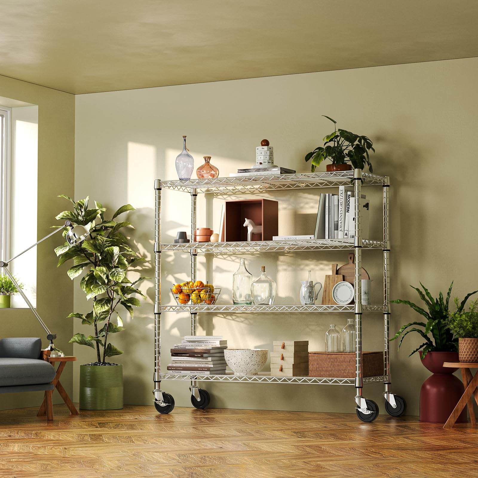 4 Tier Heavy Duty Metal Wire Shelving Unit