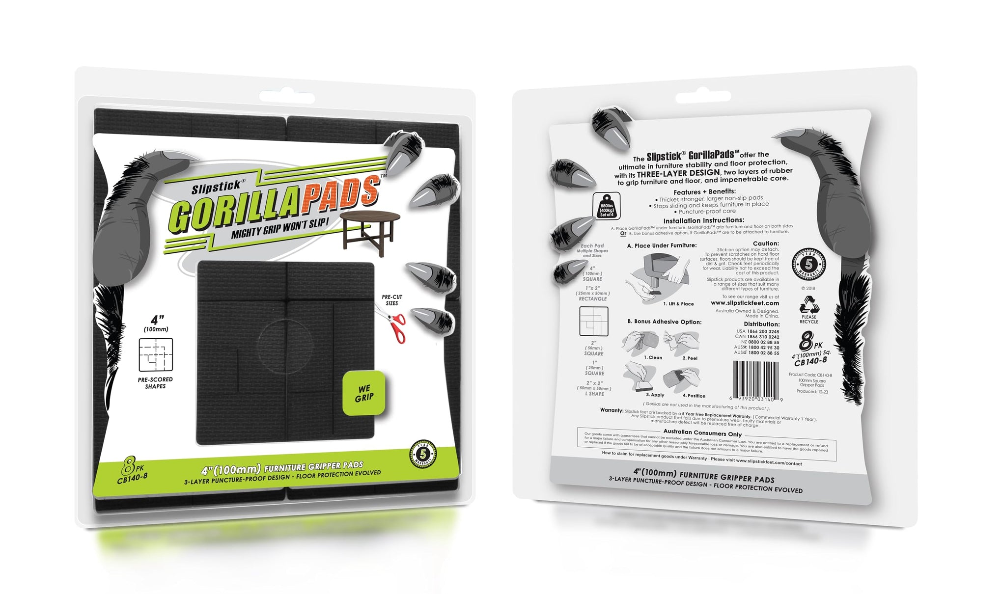 GorillaPads Non Slip Furniture Pads (8 Count)
