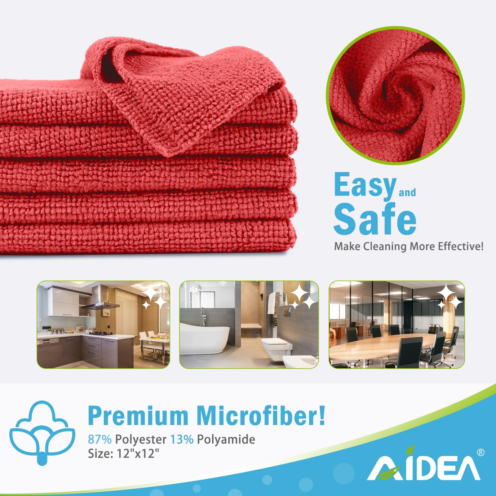 Microfiber Cleaning Cloth Red (50 Count)