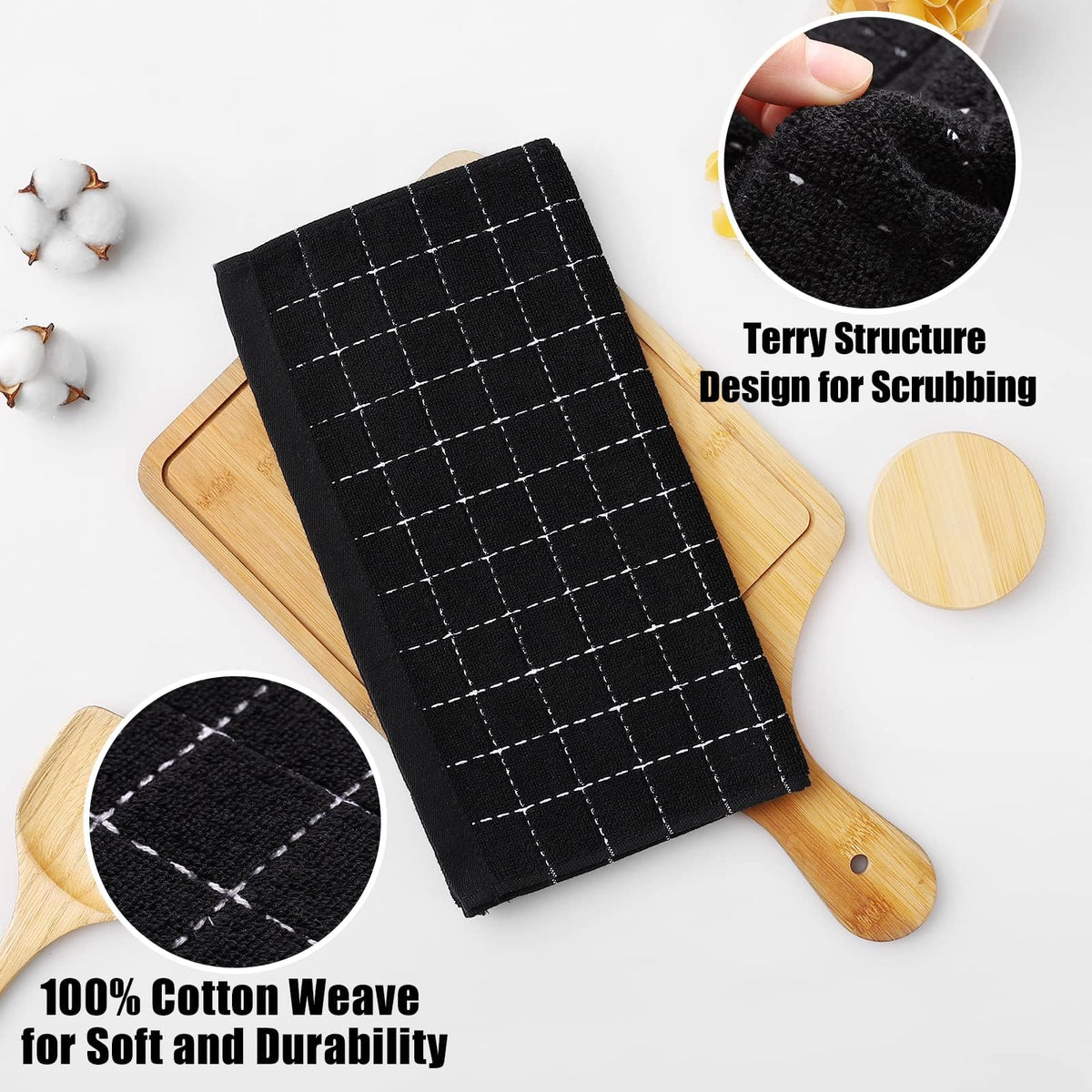 100% Cotton Terry Kitchen Dish Cloths (8 Count)