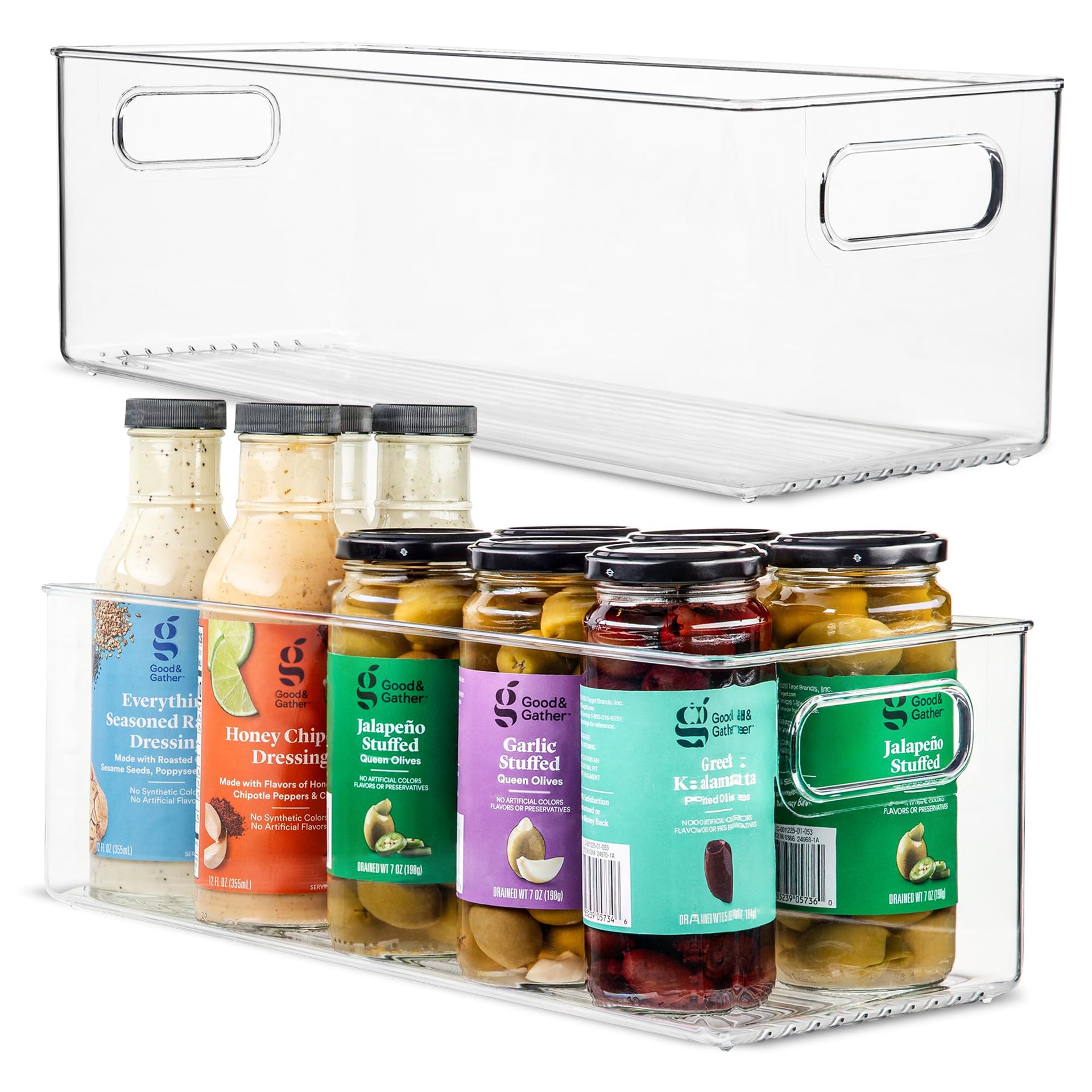Plastic Food Storage 2 Pack Clear Container Bin with Handles for Organizing Kitchen (2 Count)