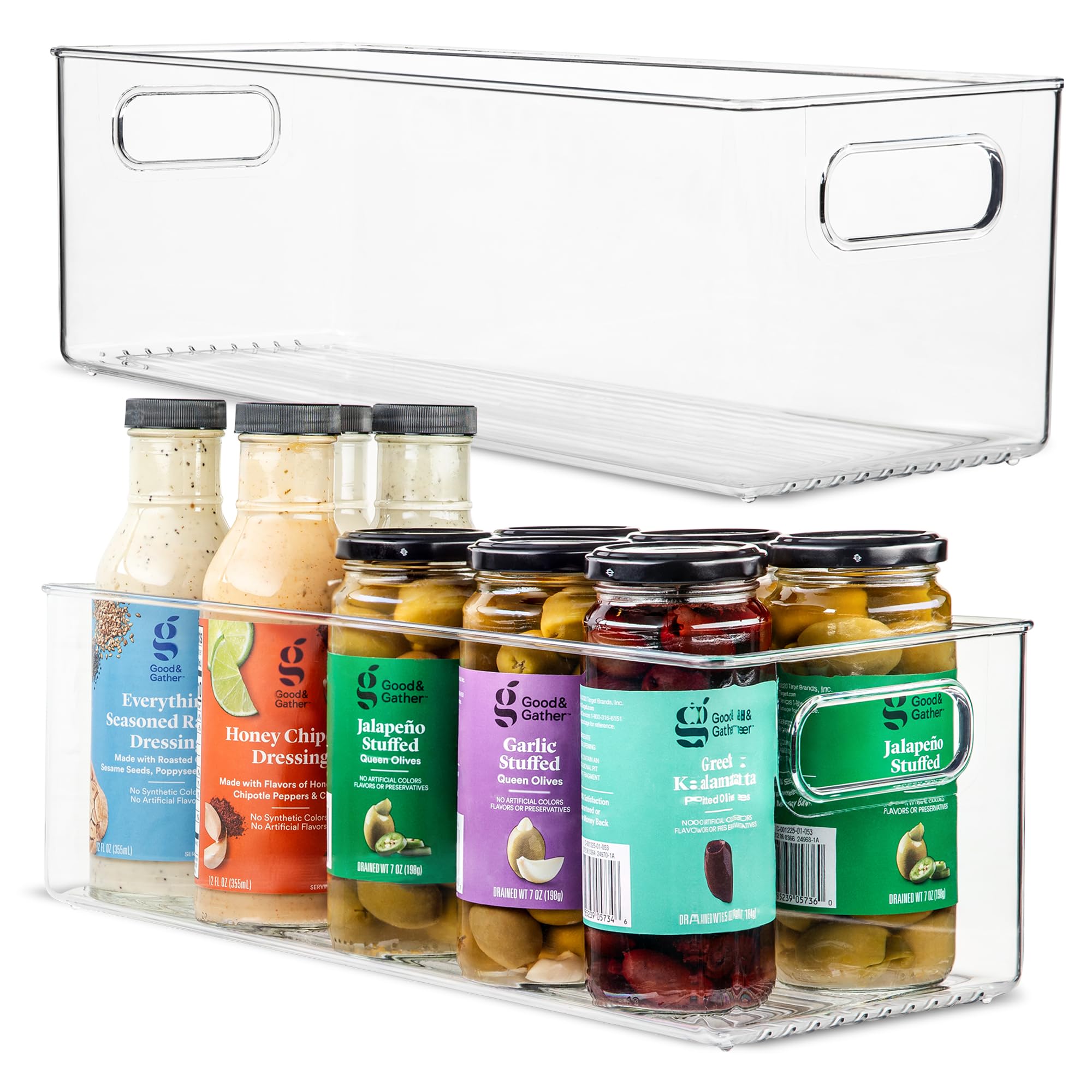 Plastic Food Storage 2 Pack Clear Container Bin with Handles for Organizing Kitchen (2 Count)