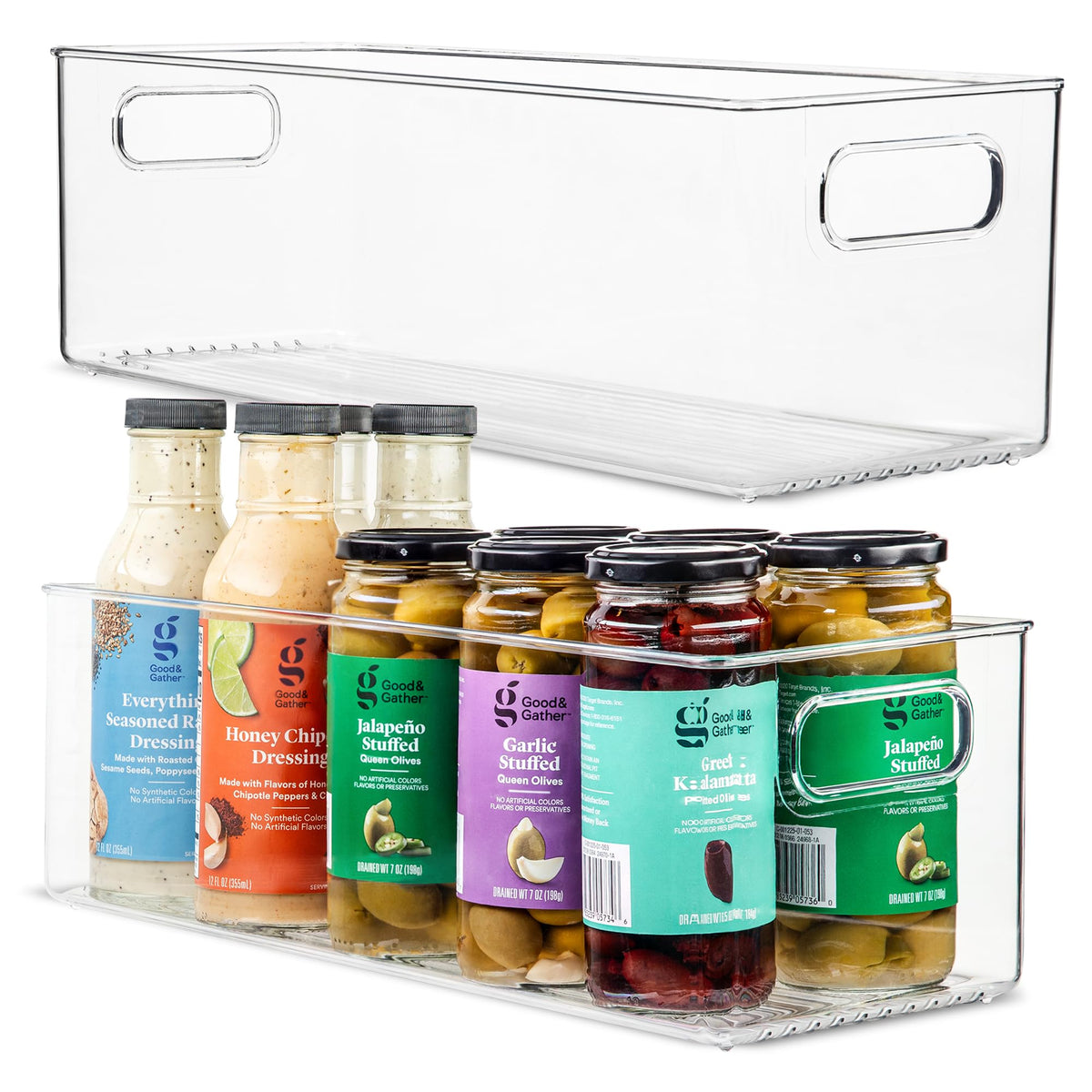 Plastic Food Storage 2 Pack Clear Container Bin with Handles for Organizing Kitchen (2 Count)
