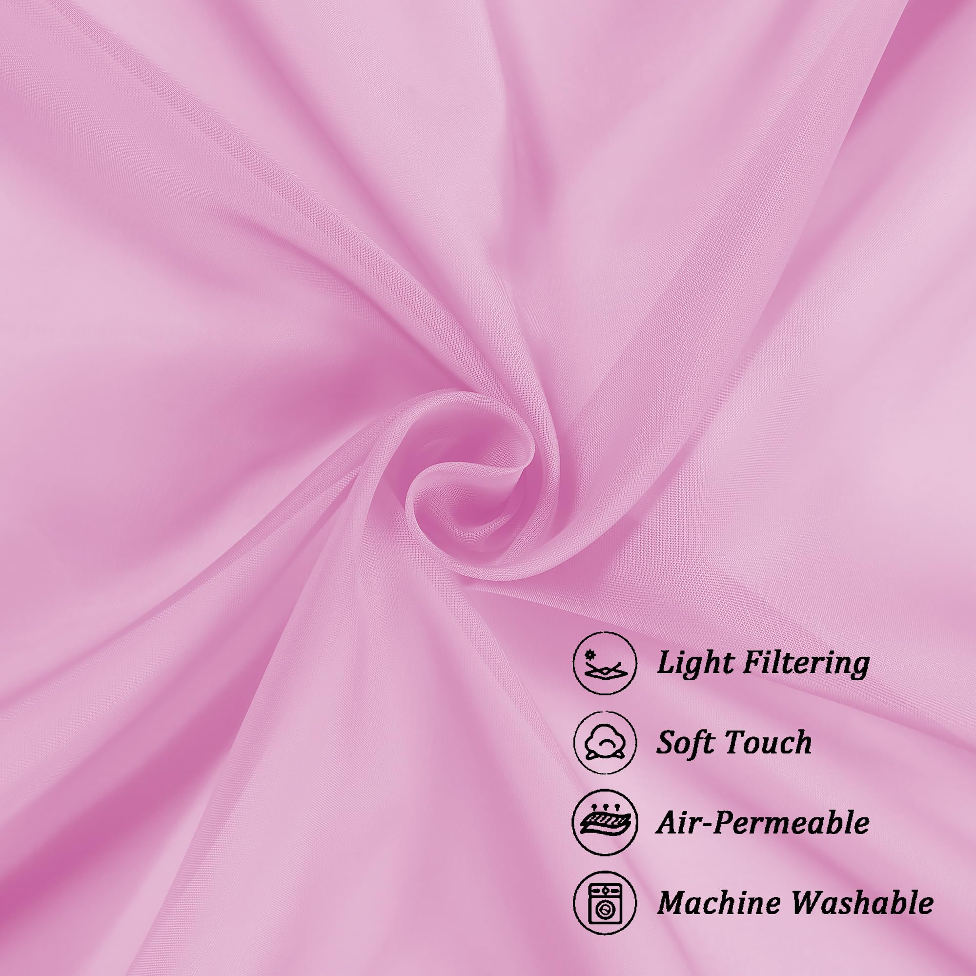 Pink Sheer Valances for Window 2 Pack (2 Count)