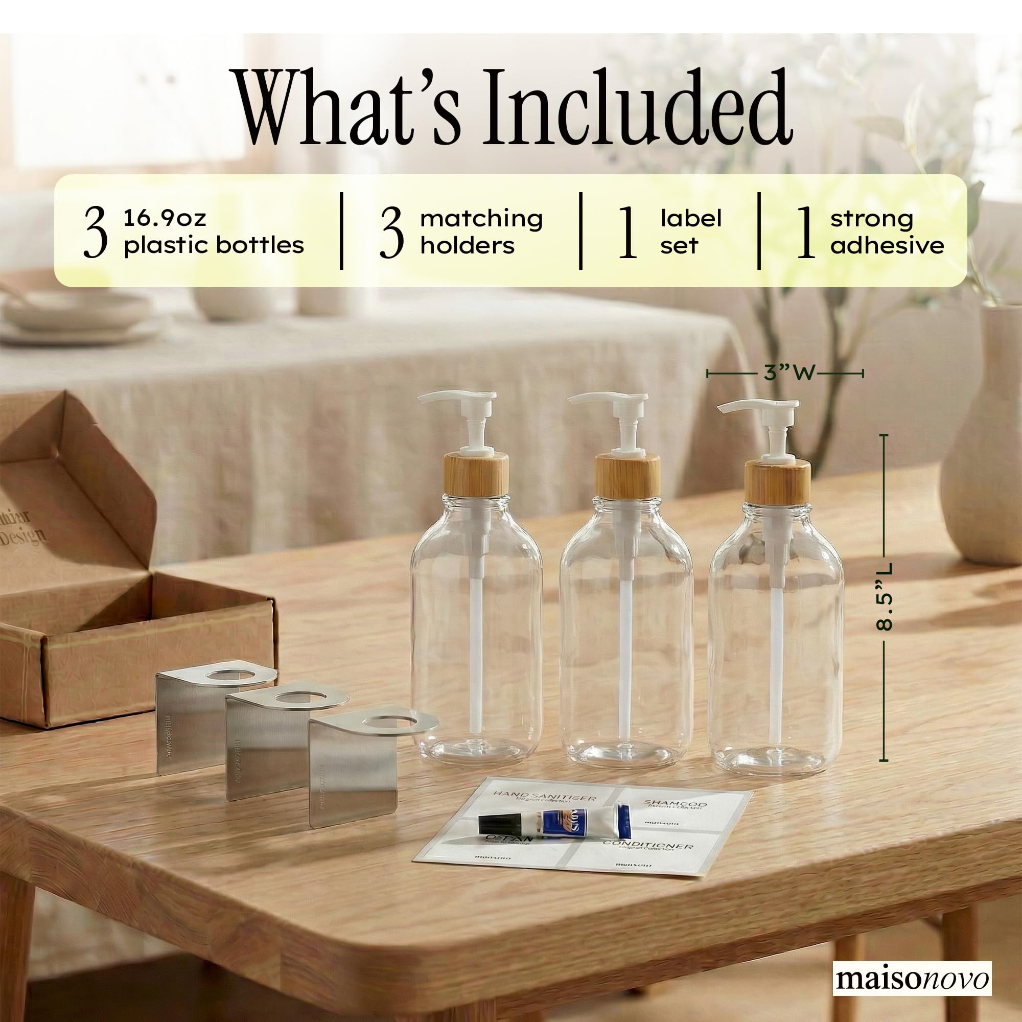 Shampoo and Conditioner Dispenser (3 Count)