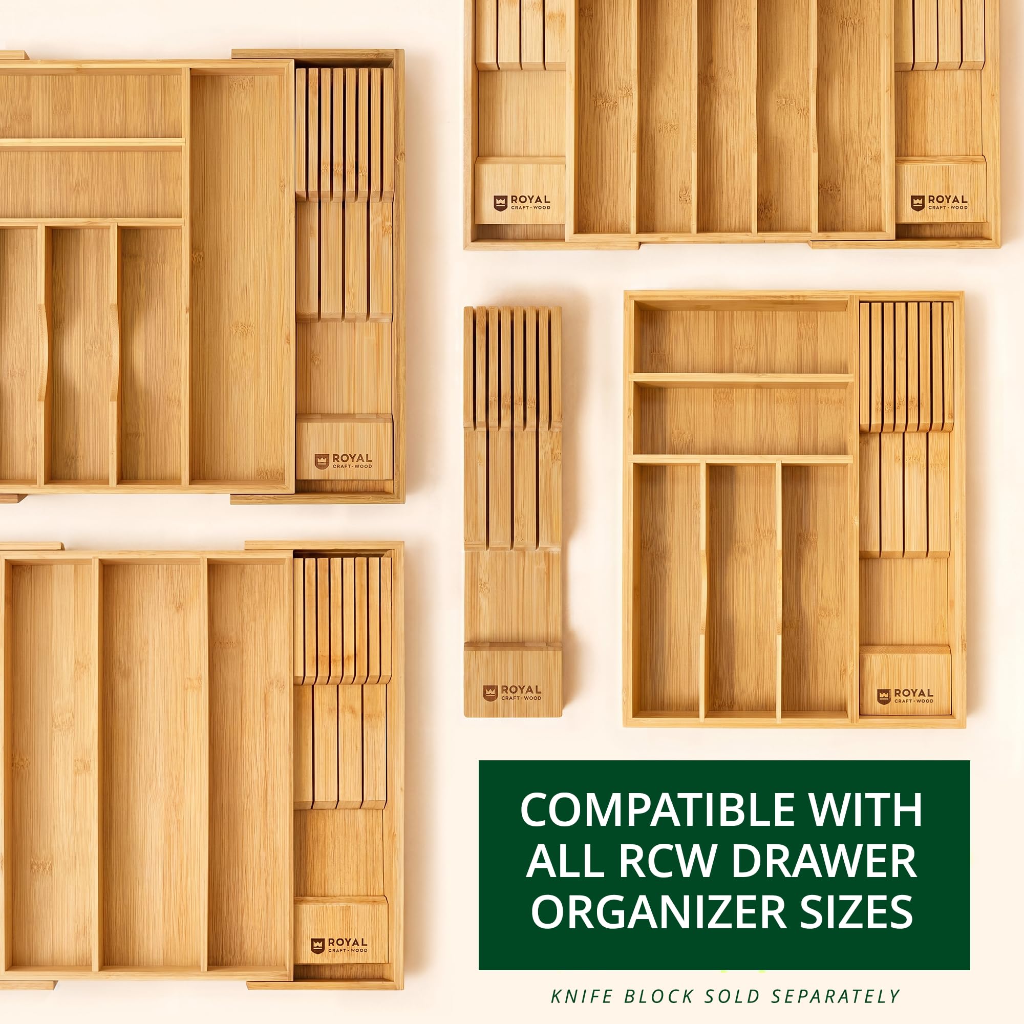 Luxury Bamboo Kitchen Drawer Organizer