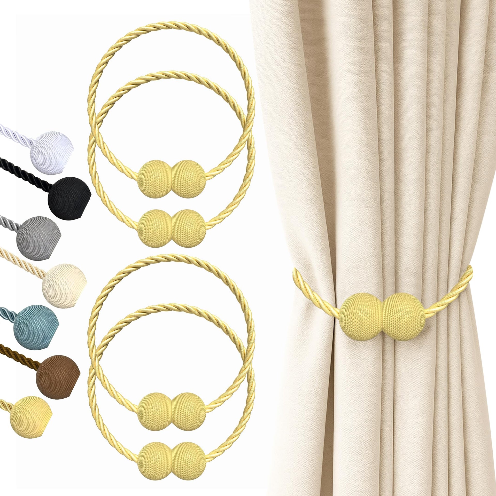 Magnetic Curtain Tiebacks Golden 4pcs
