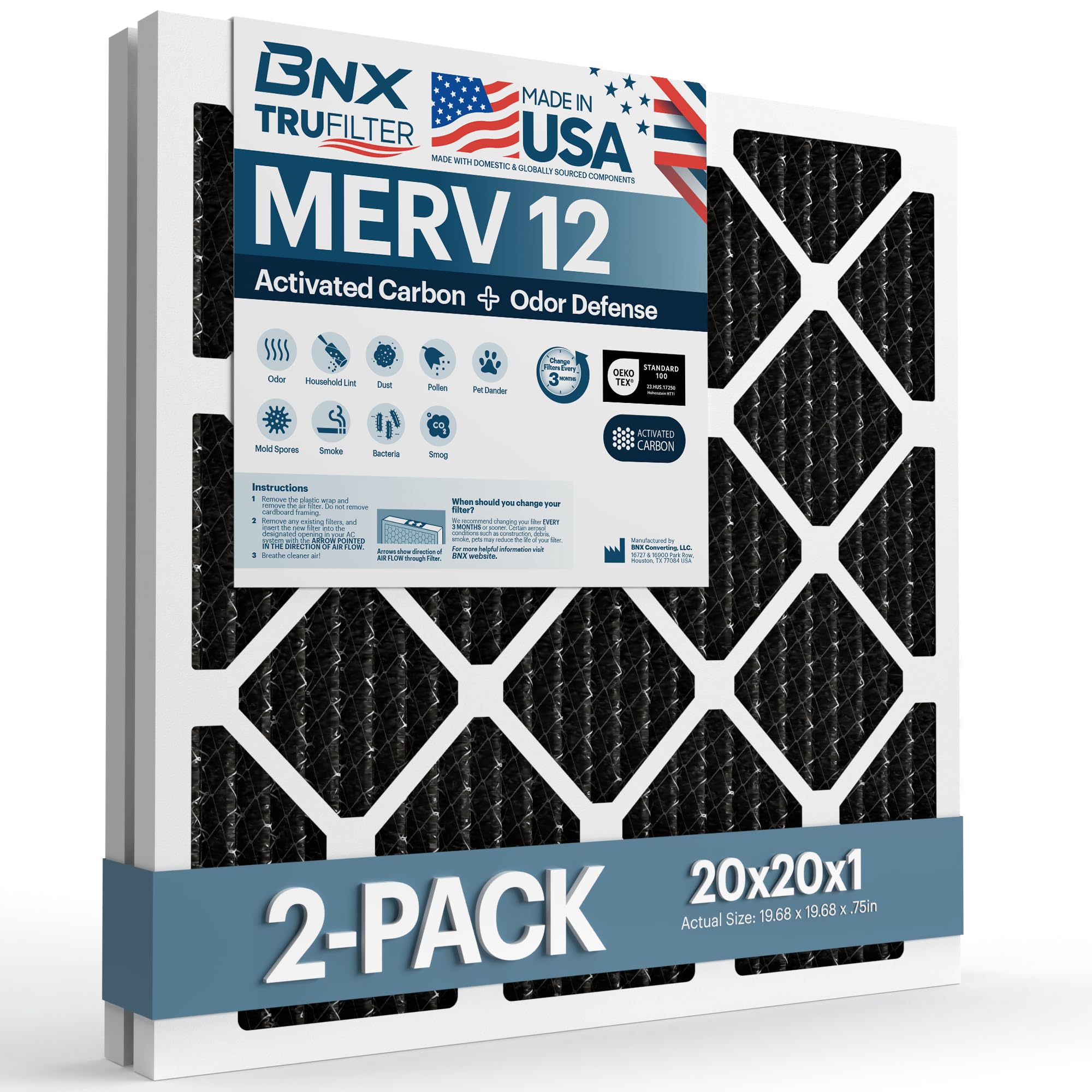 TruFilter 20x20x1 MERV 12 Odor Defense (2 Count)