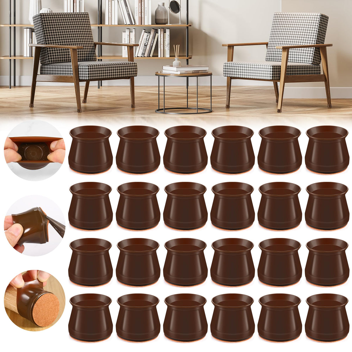 24PCS Upgraded Silicone Chair Leg Floor Protectors for Hardwood Floors (24 Count)
