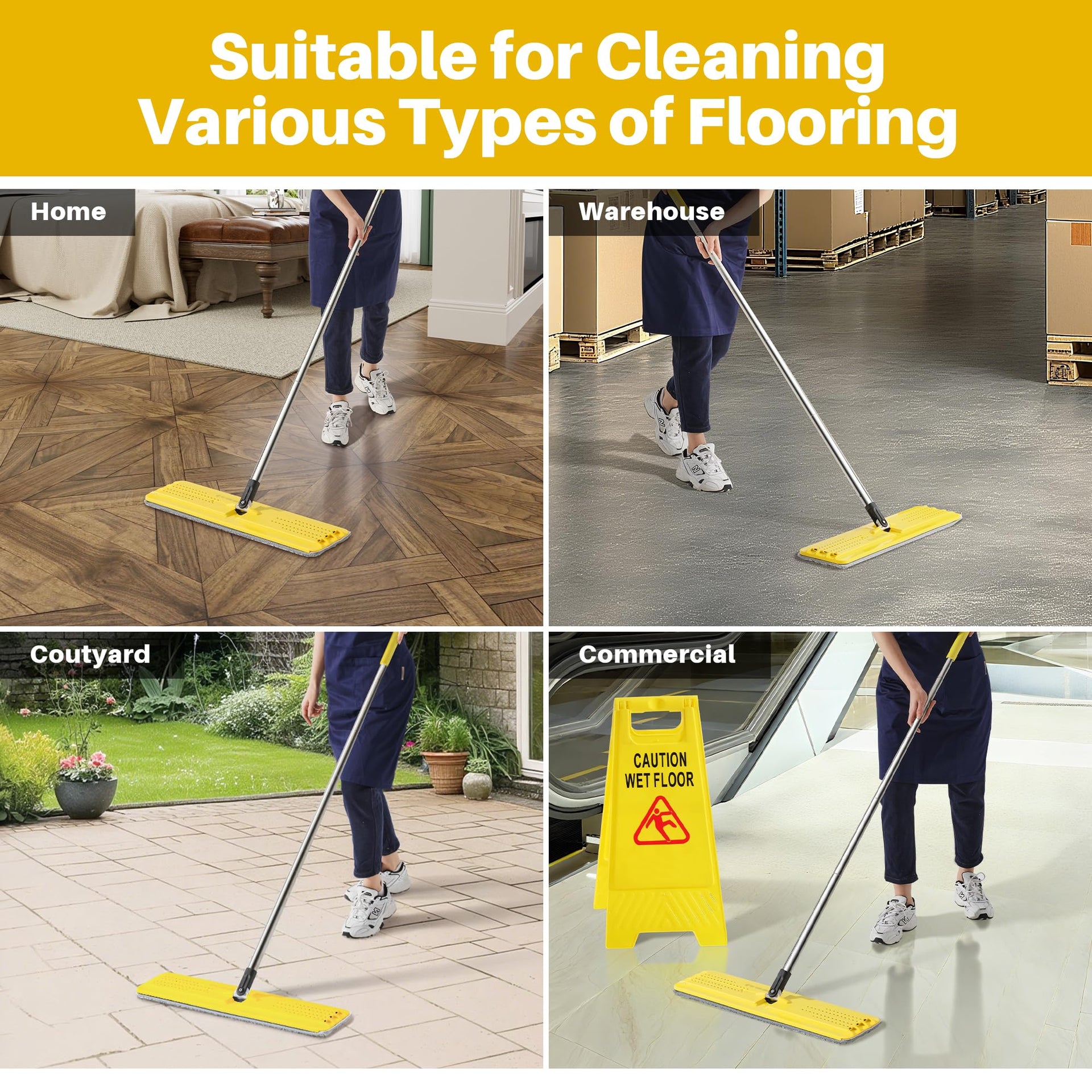 Microfiber Replacement Pads for 17.7" Flat Mop System (4 Count)