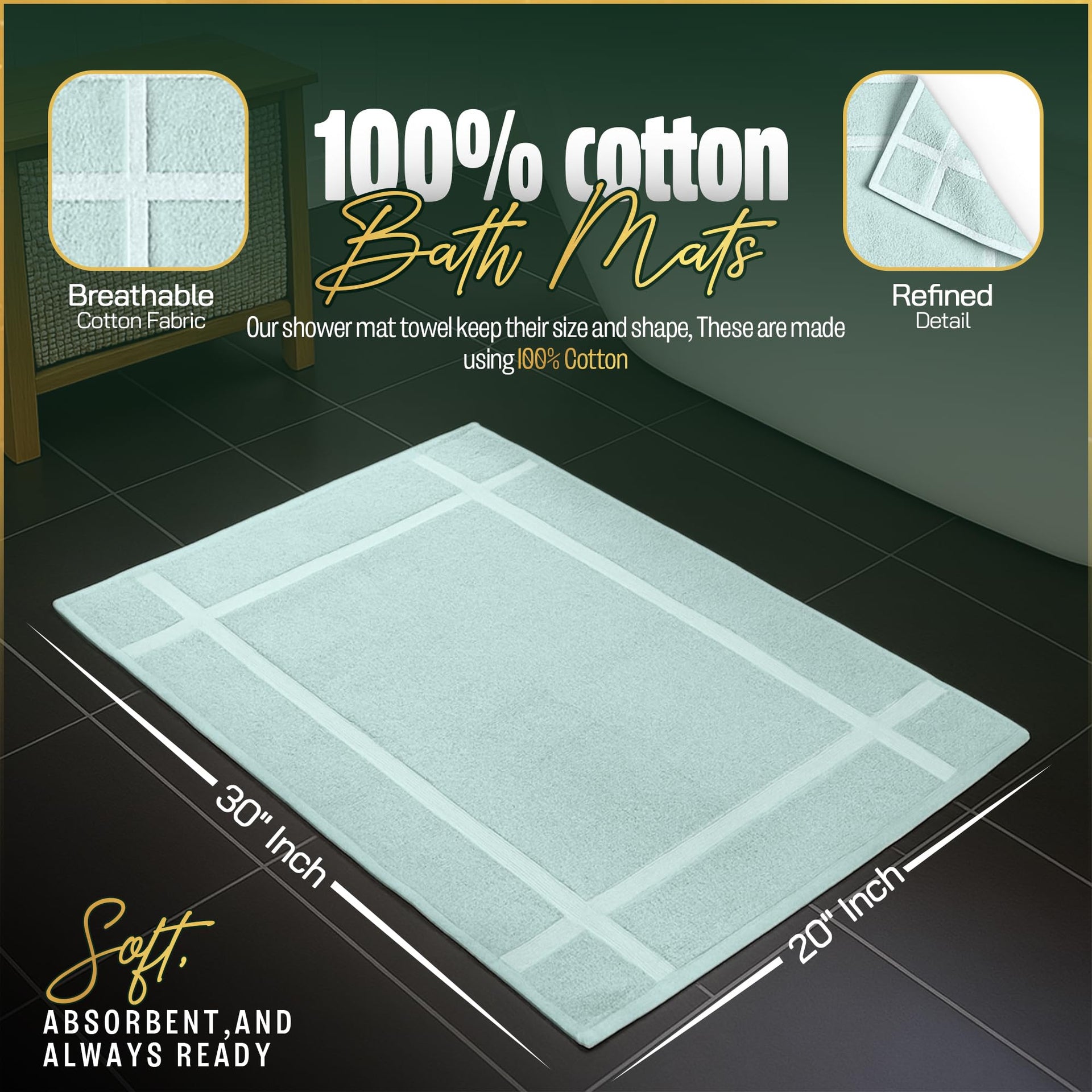 Pack of 6 100% Cotton Bath Mat 20x30 inches (6 Count)