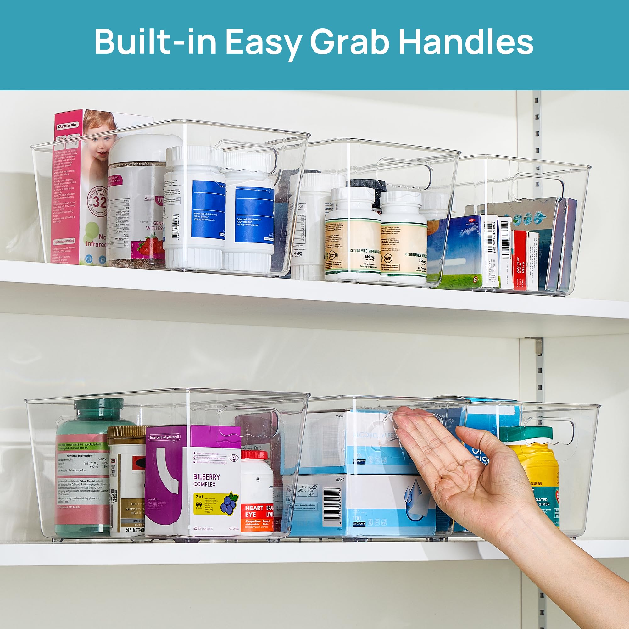 6 Pack Clear Storage Bins (6 Count)