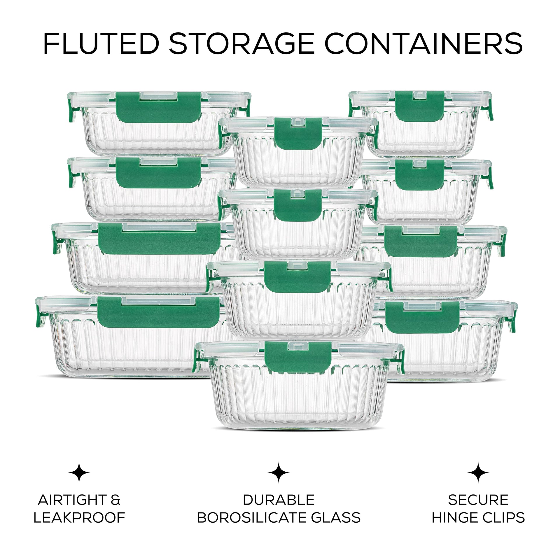 24pc Borosilicate Glass Storage Containers with Lids (24 Count)