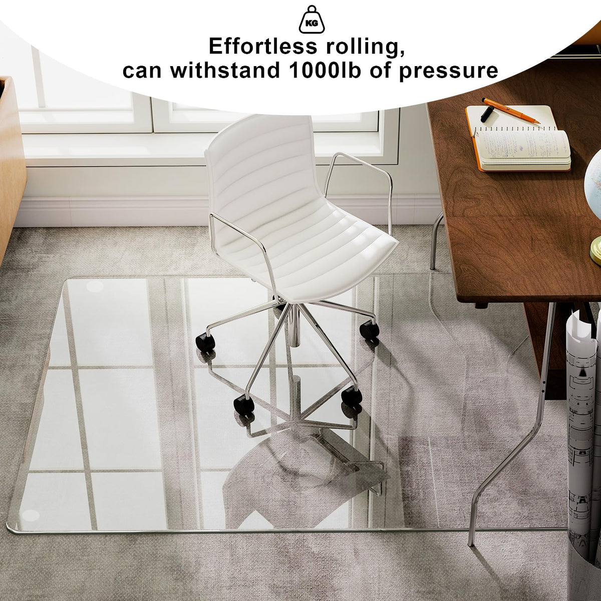 54"x32" Tempered Glass Chair Mat