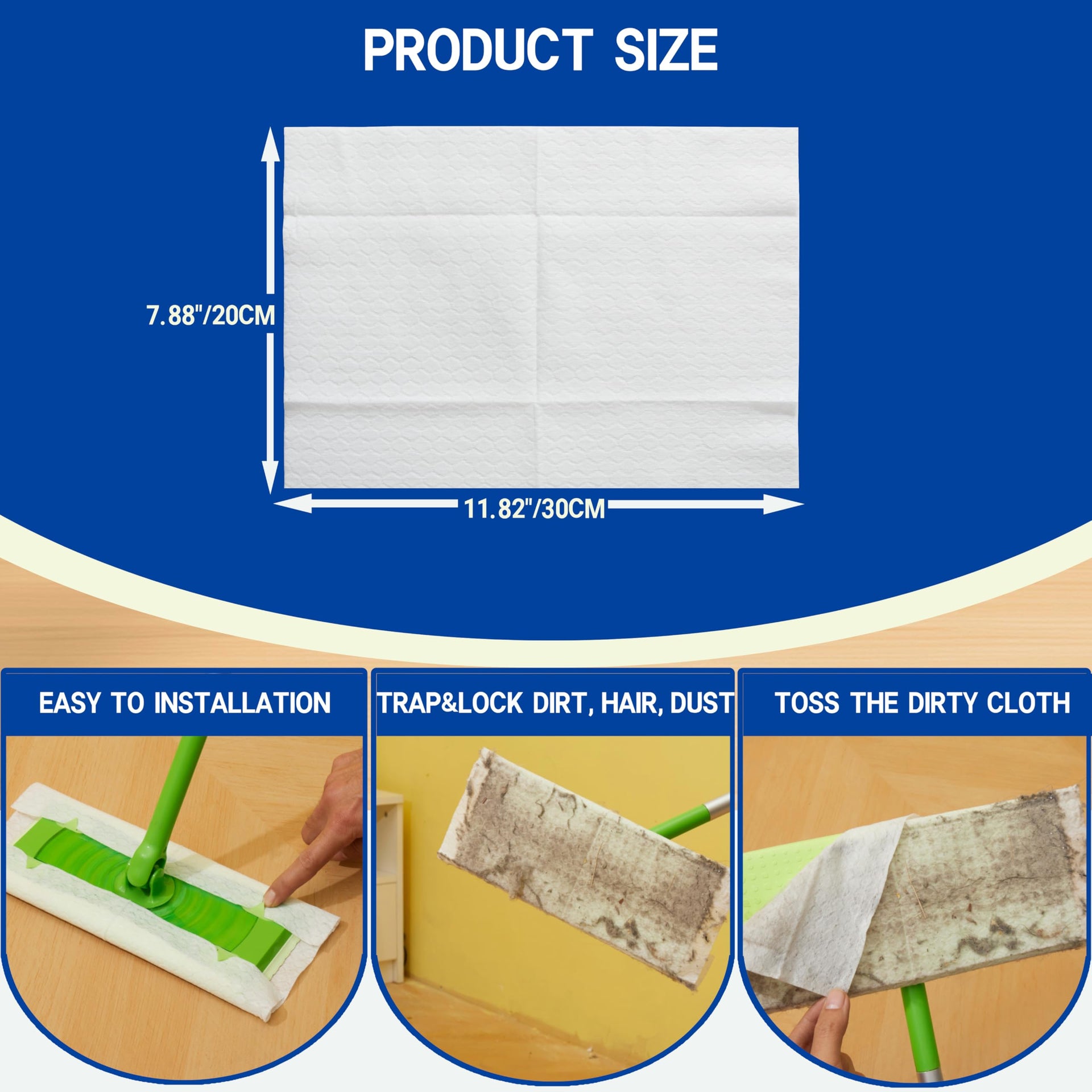 Dry Sweeping Cloths Disposable Mop Refills Floor Dust Mop Pad (240 Count)