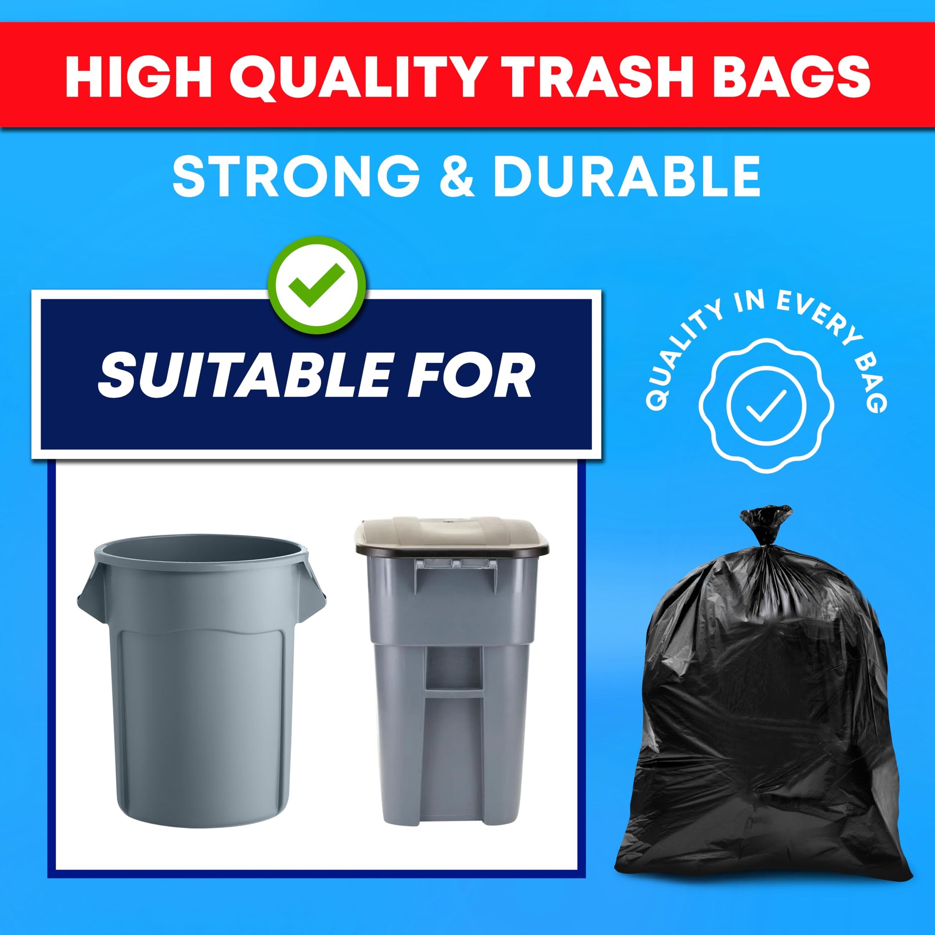 95 Gallon Trash Bags Heavy Duty (180 Count)