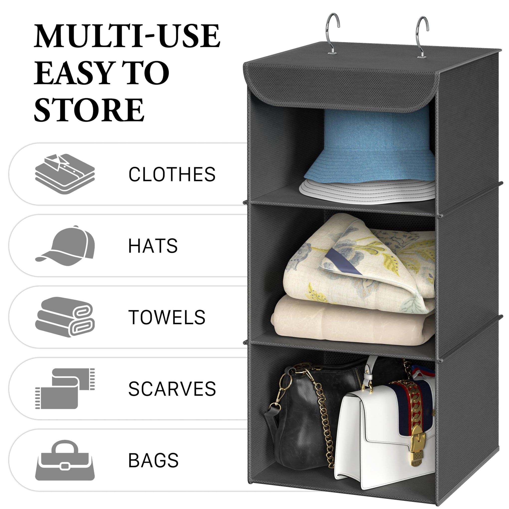 3 Shelf Hanging Closet Organizer