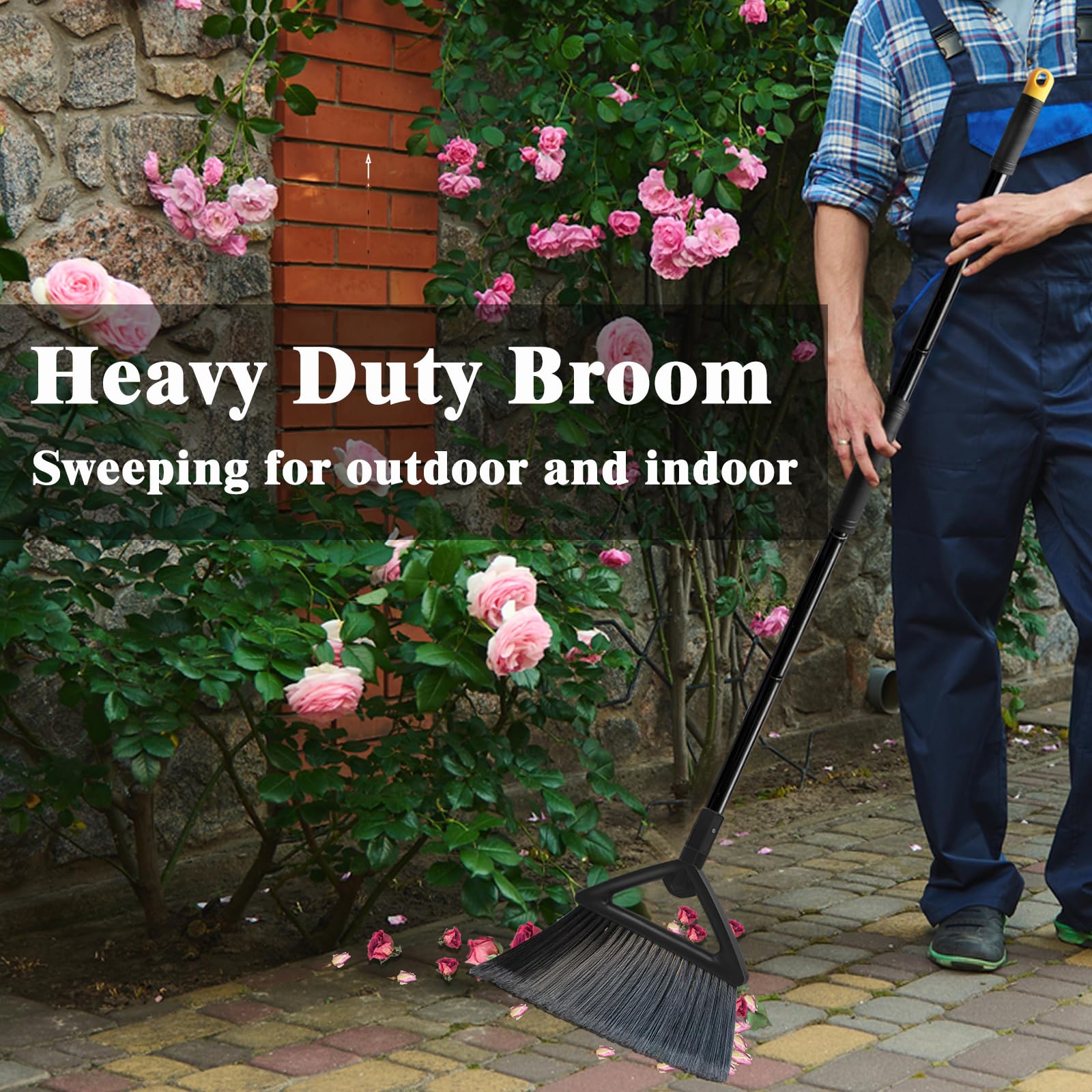 Heavy Duty Broom Outdoor Indoor (4 Count)
