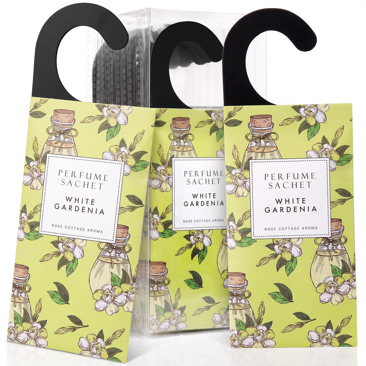 Large 12 Packs White Gardenia Hanging Scented Sachets Long (12 Count)